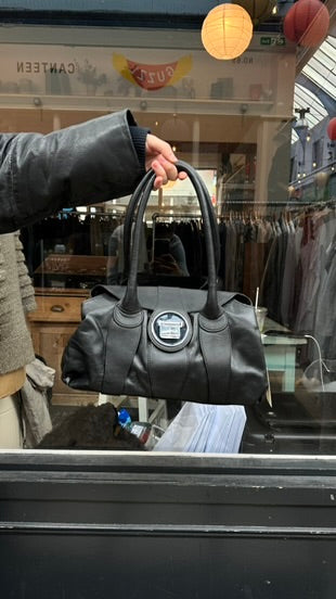 Black leather hand bag