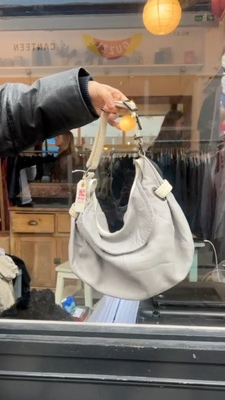 Grey leather mini bag