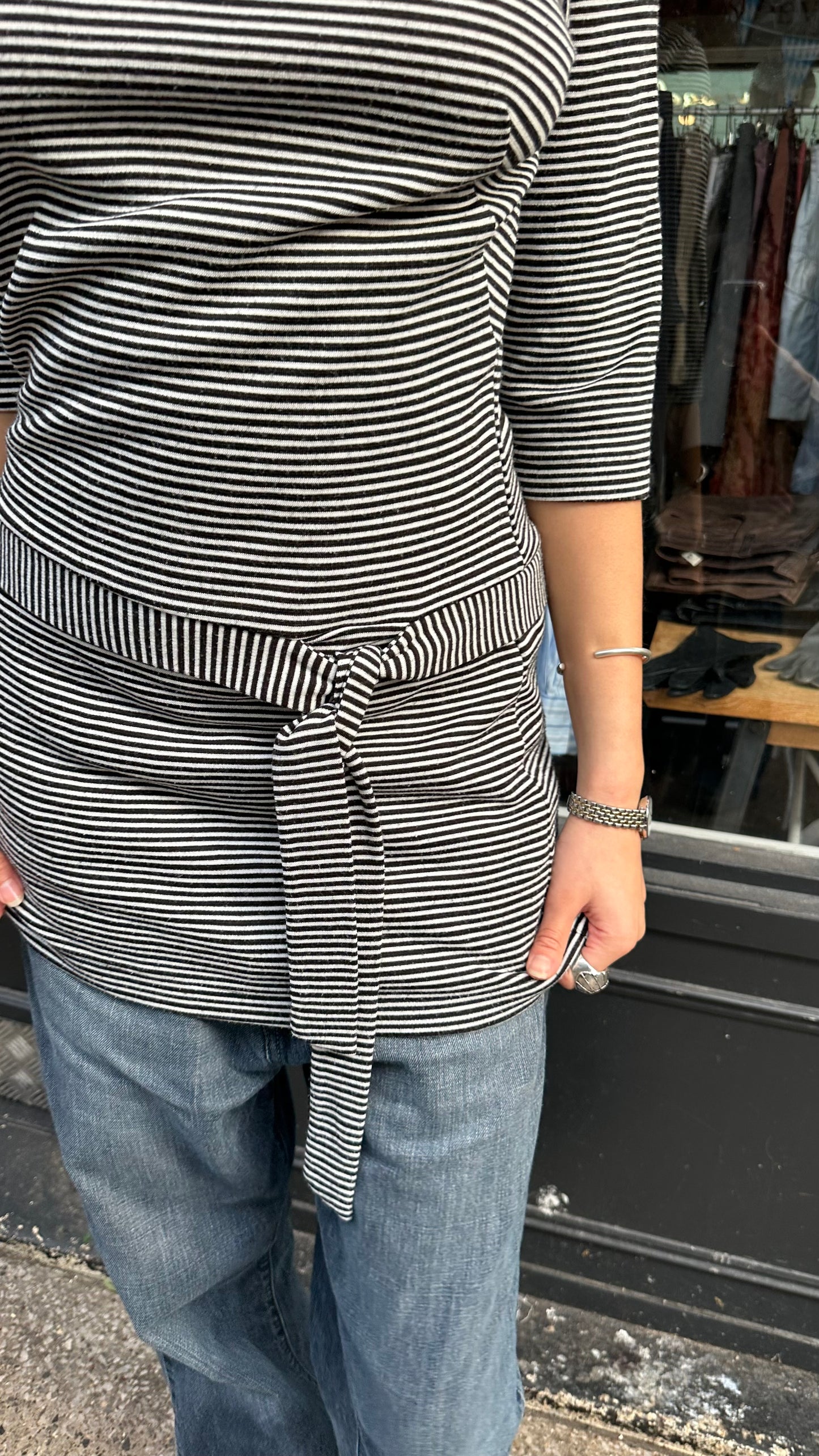 Boat Neck Dress with Stripes