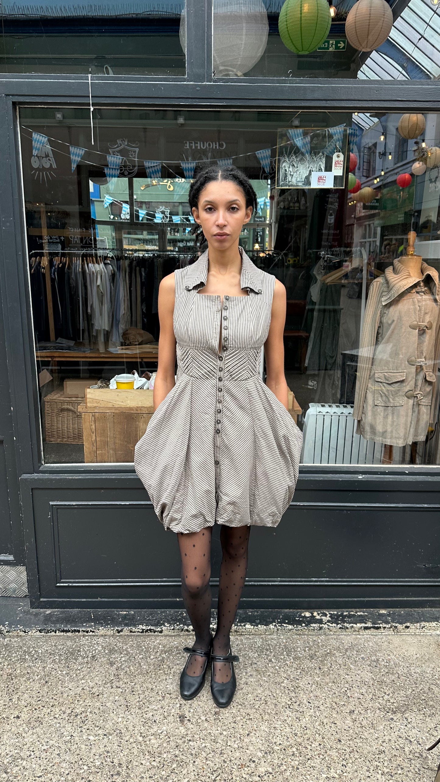 Striped dress with Bubble Skirt