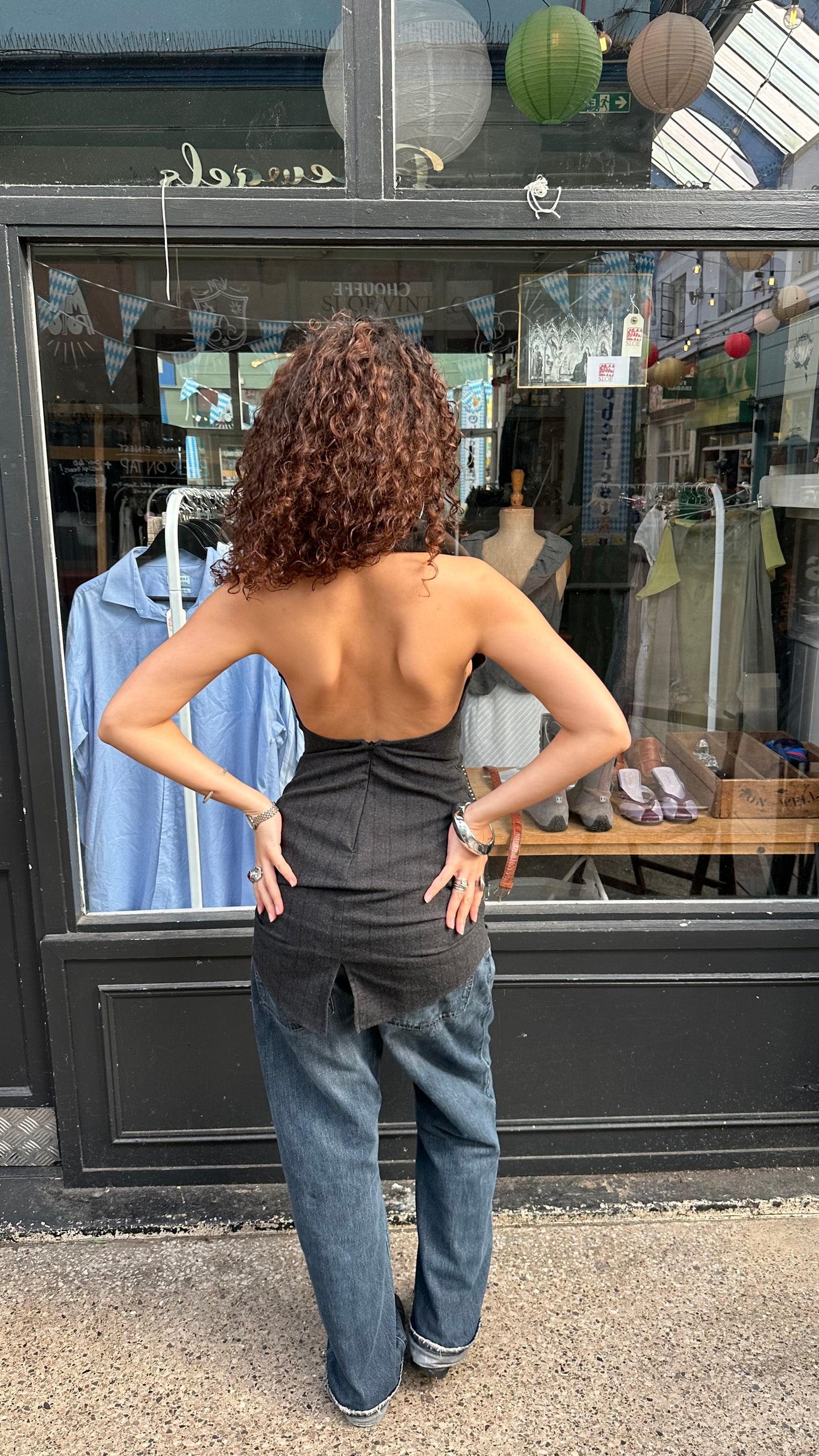 Grey Backless Dress