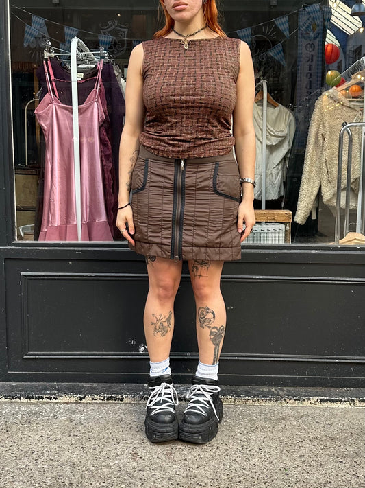 Brown Quilted Skirt