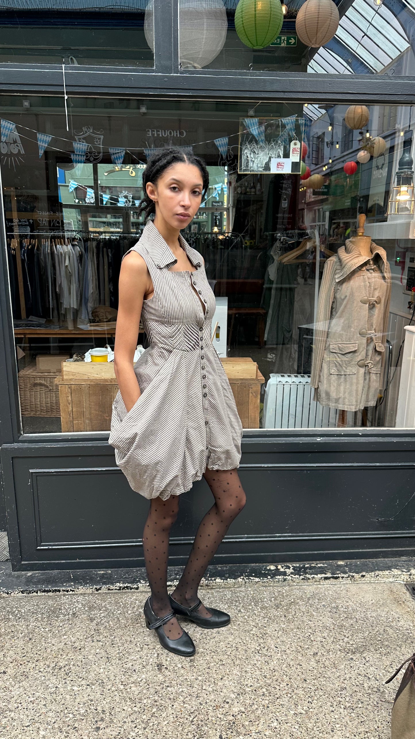 Striped dress with Bubble Skirt