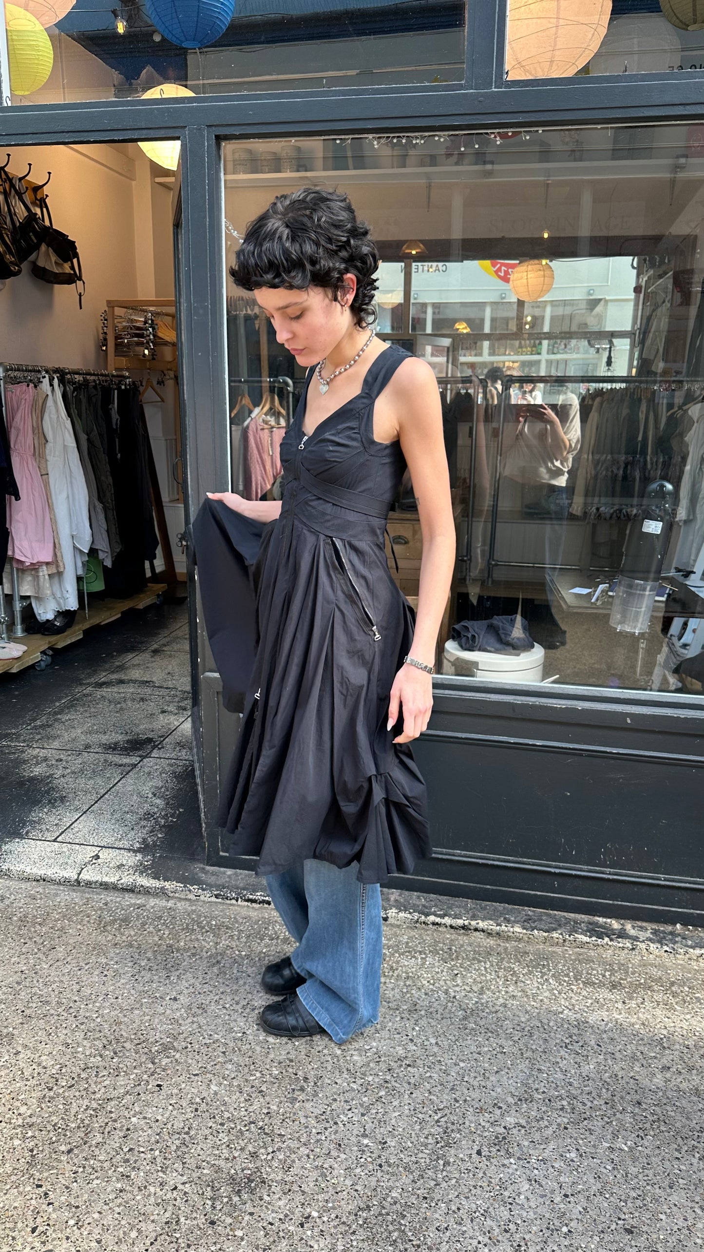 Zip dress with utility pockets