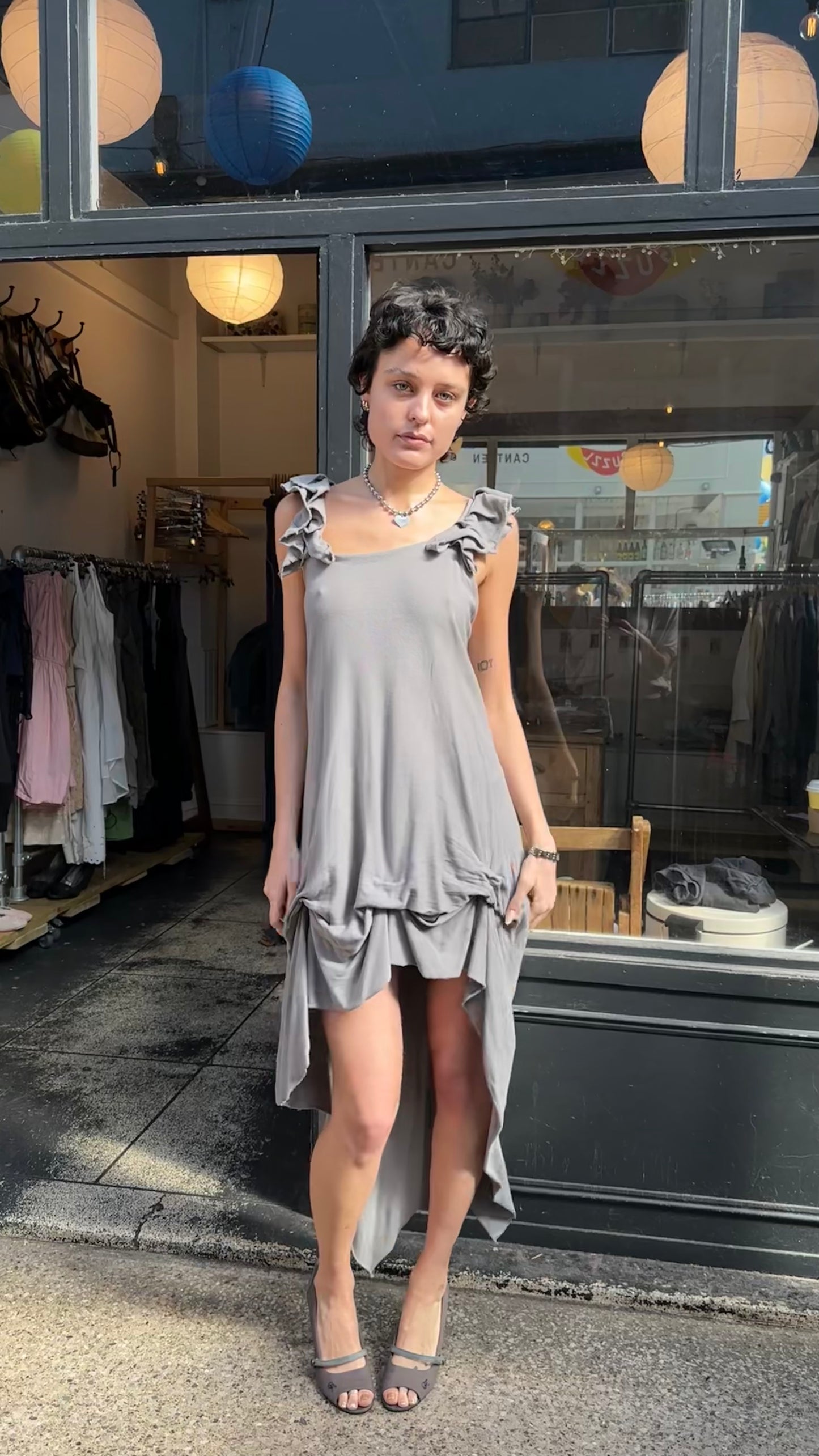 Grey asymmetric dress