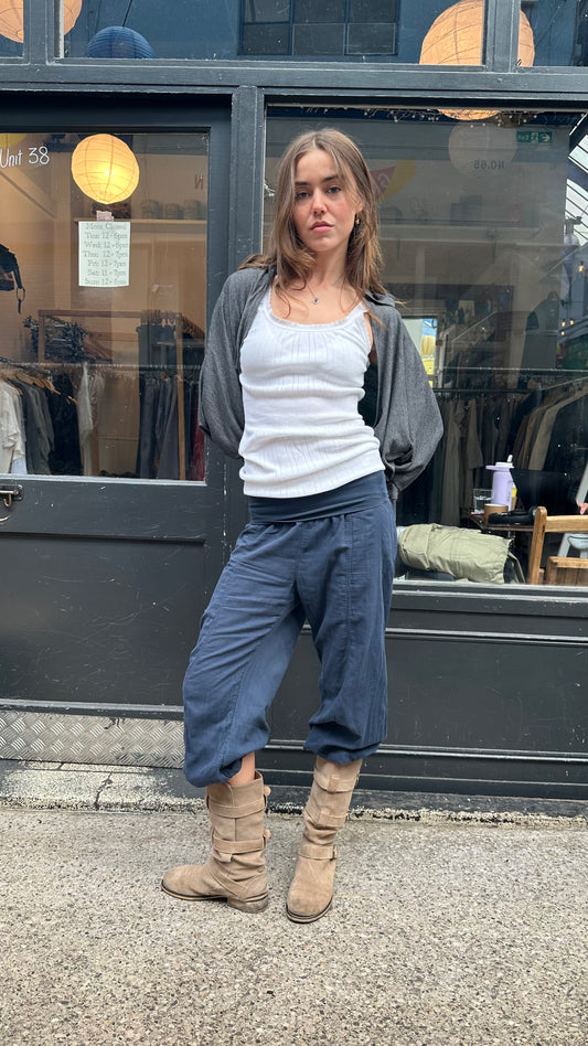 Navy balloon trousers