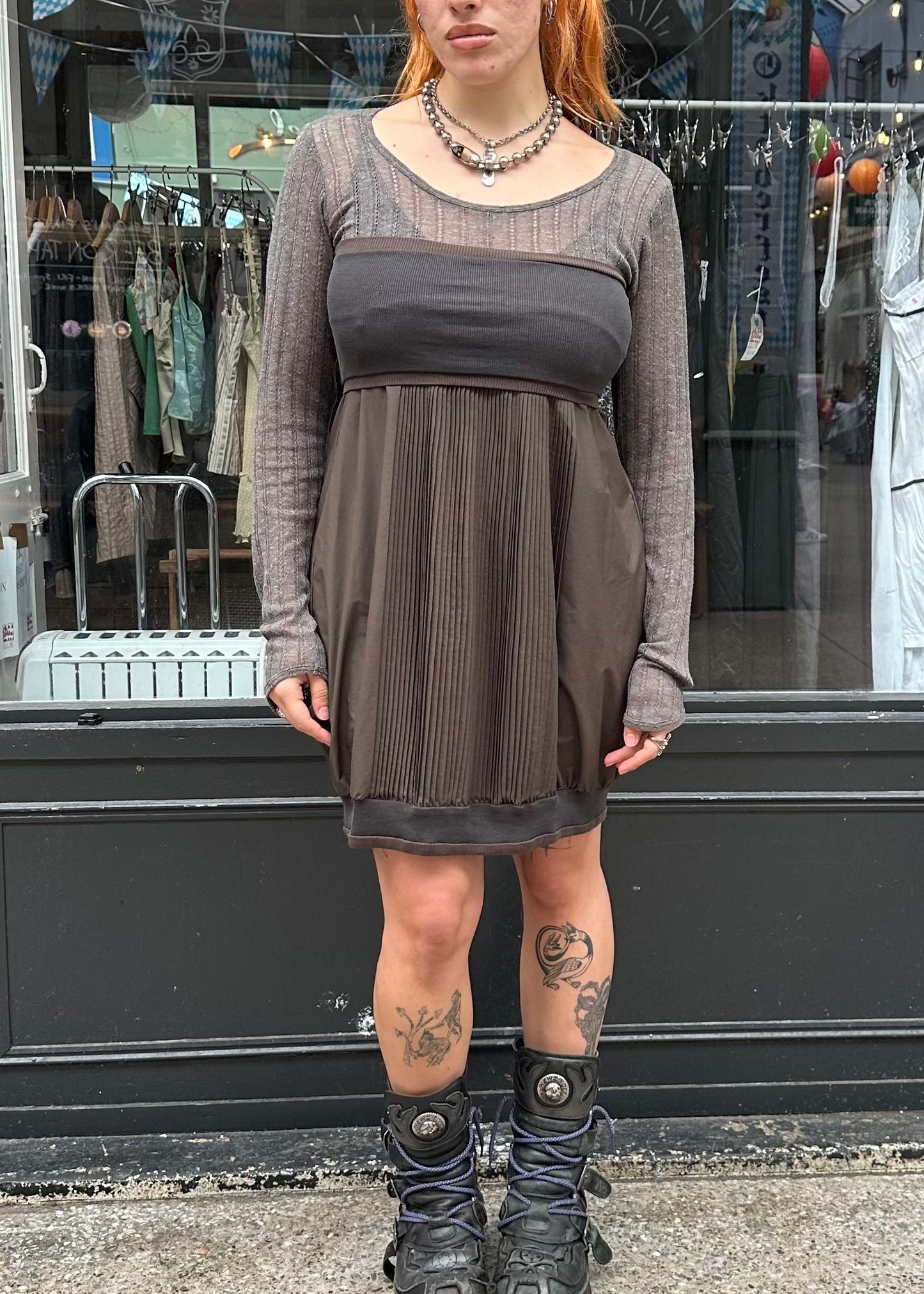 COP.COPINE Brown Dress with Panelling