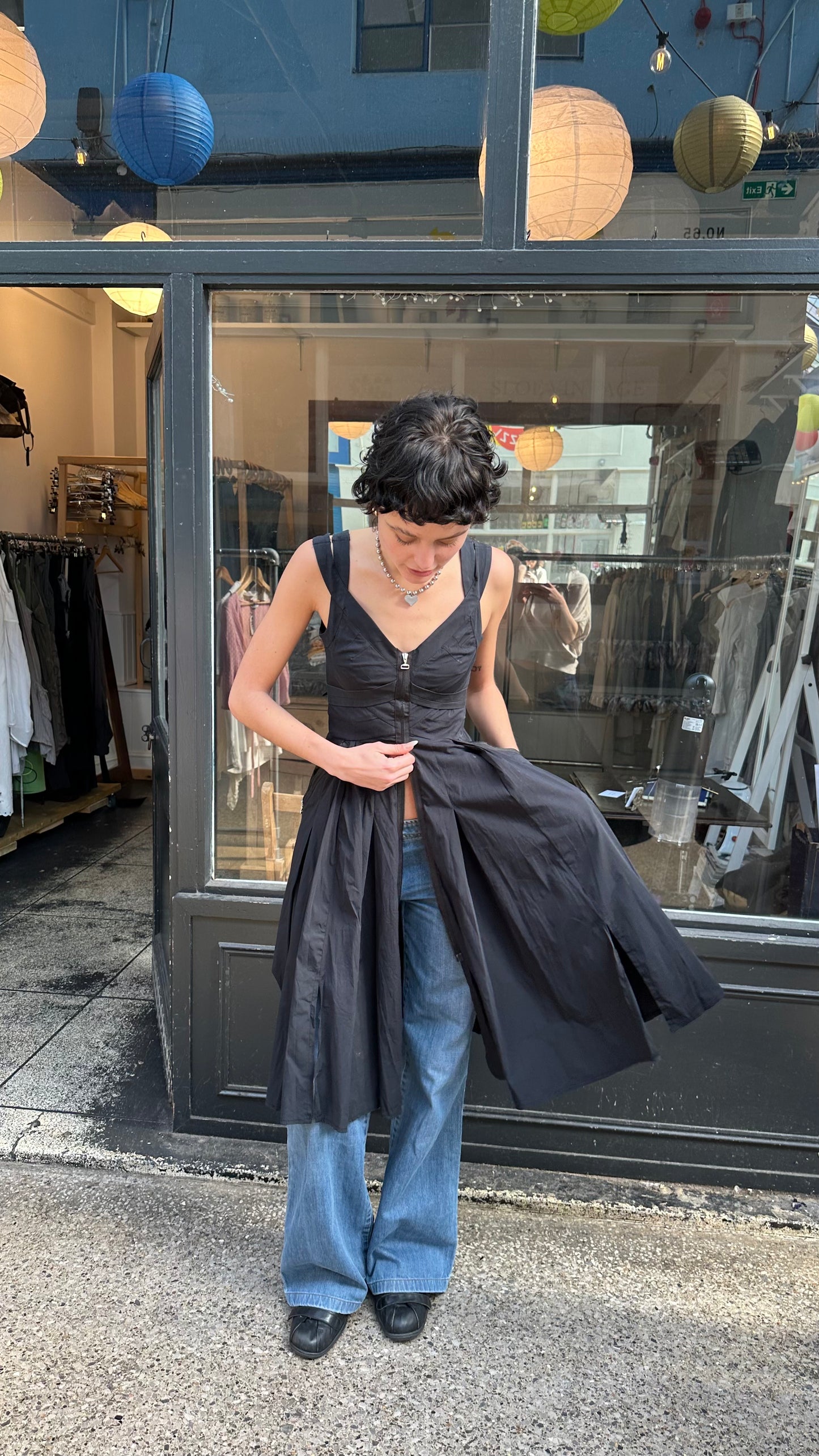 Zip dress with utility pockets