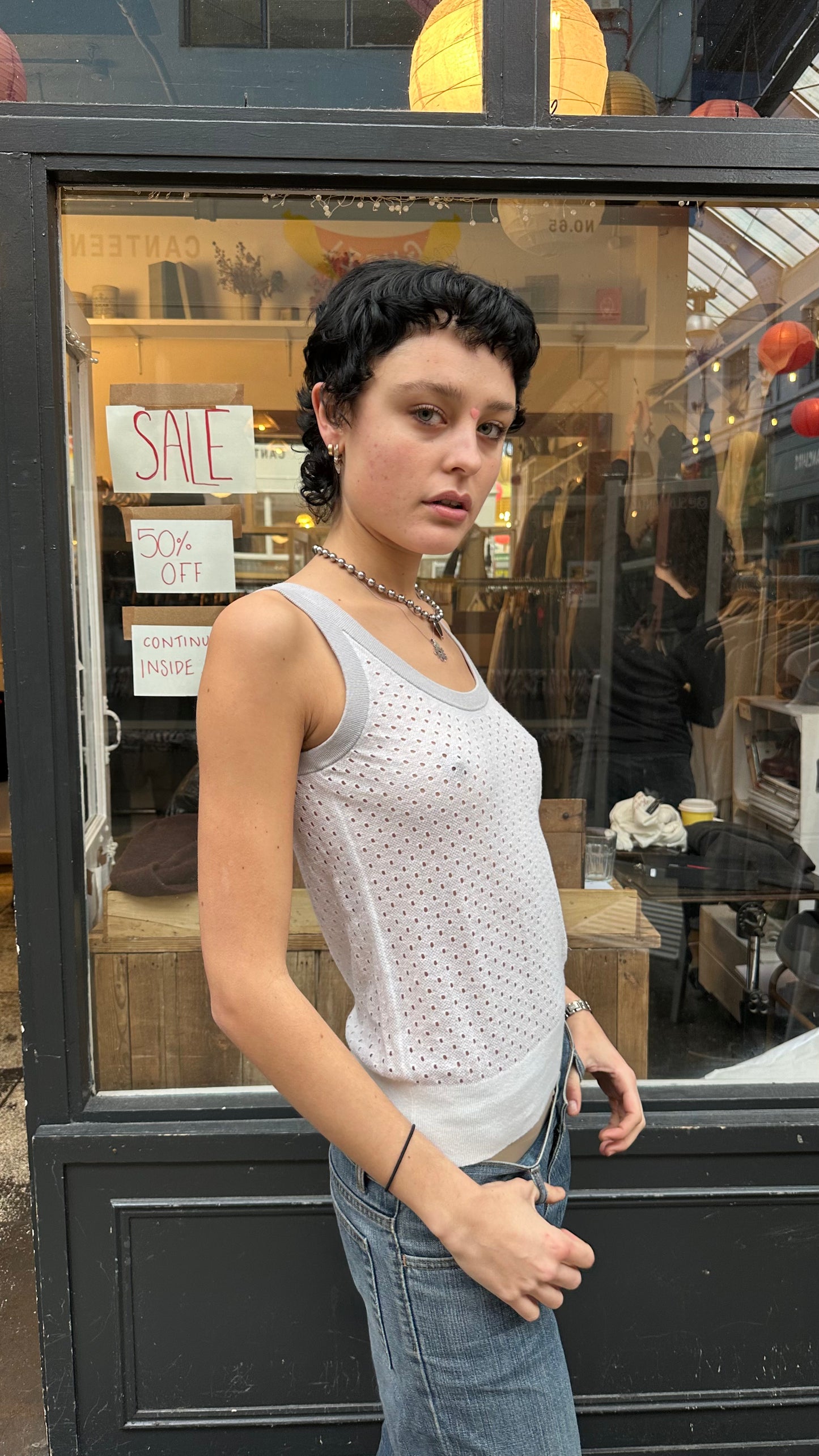 all saints white knit vest top labelled medium