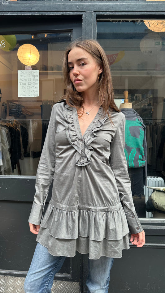 Grey drop waist baby doll dress