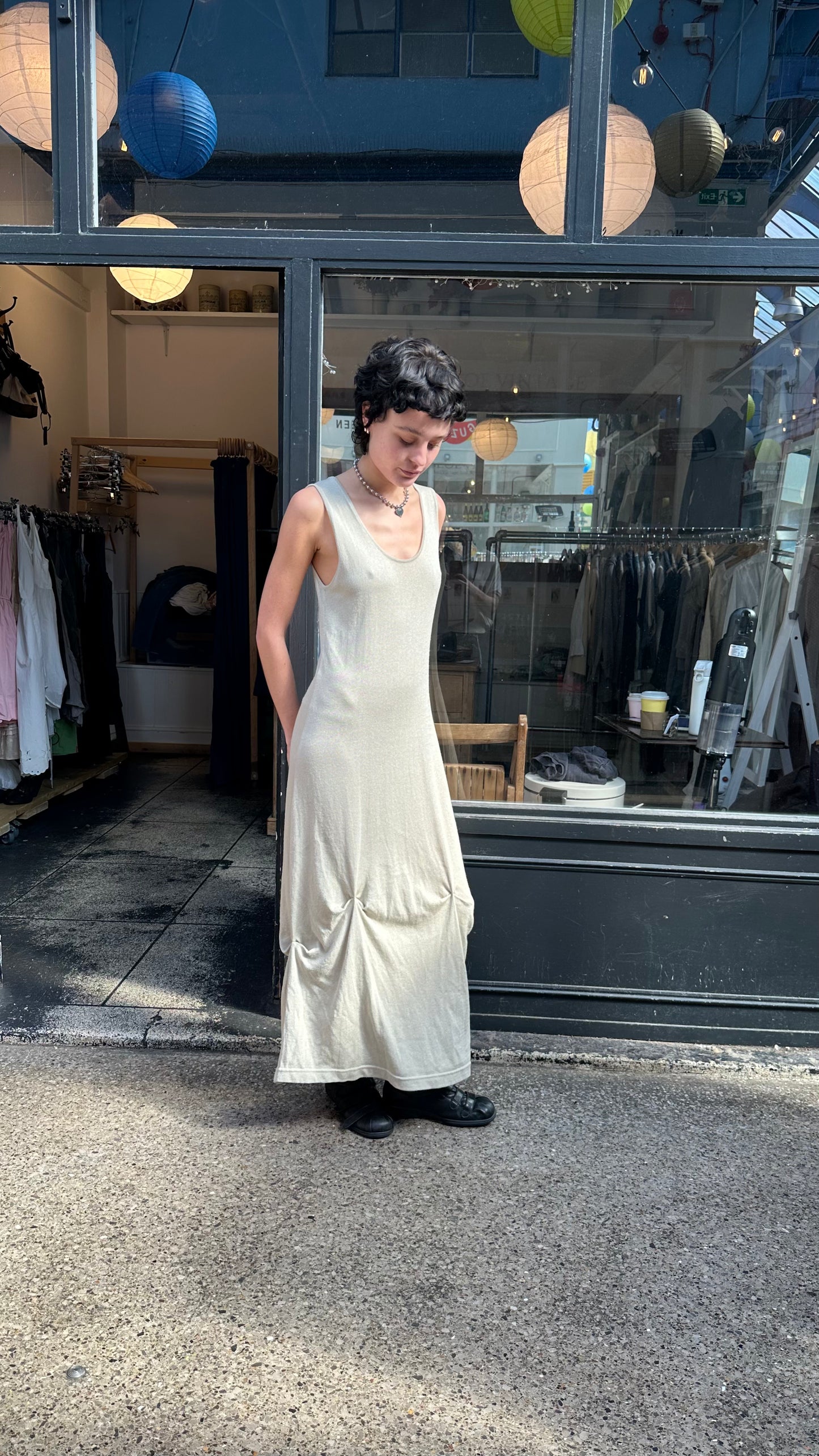 Shift dress with ruching