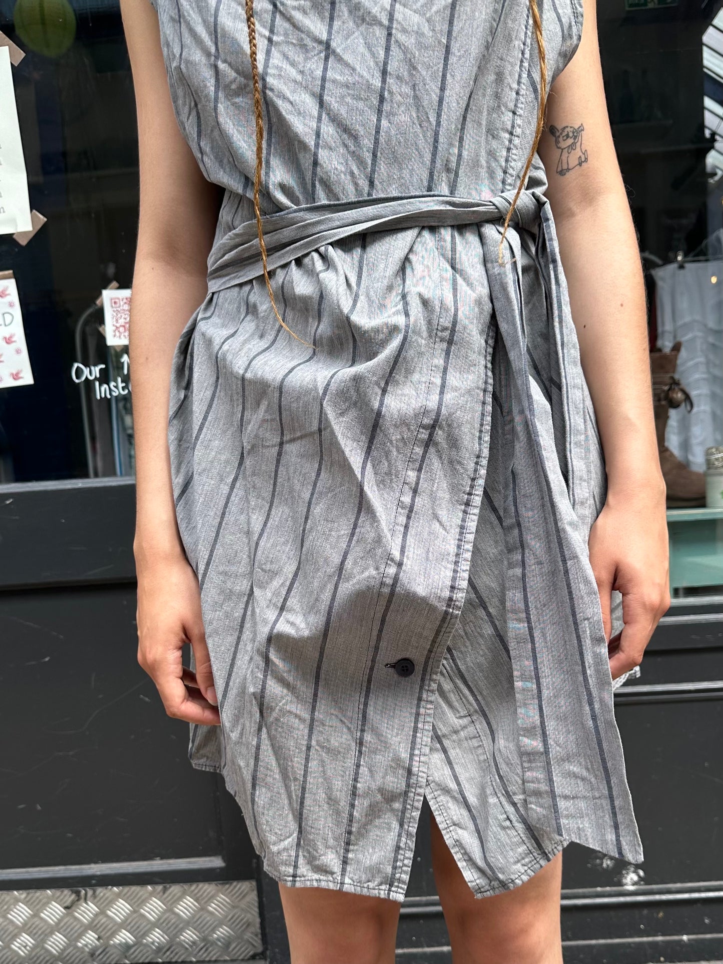 Bench Grey Striped Wrap Dress