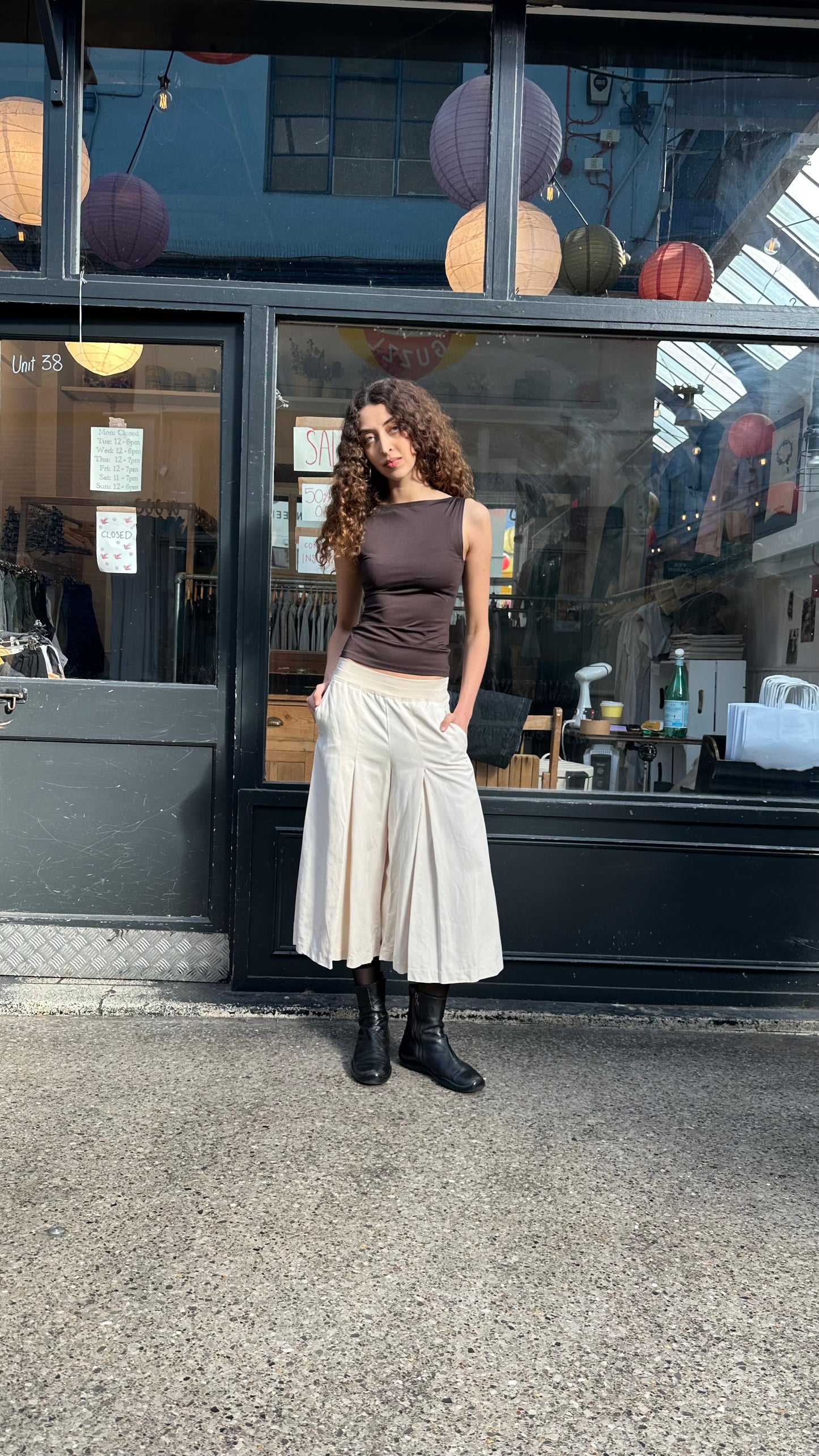 Cream cotton culottes