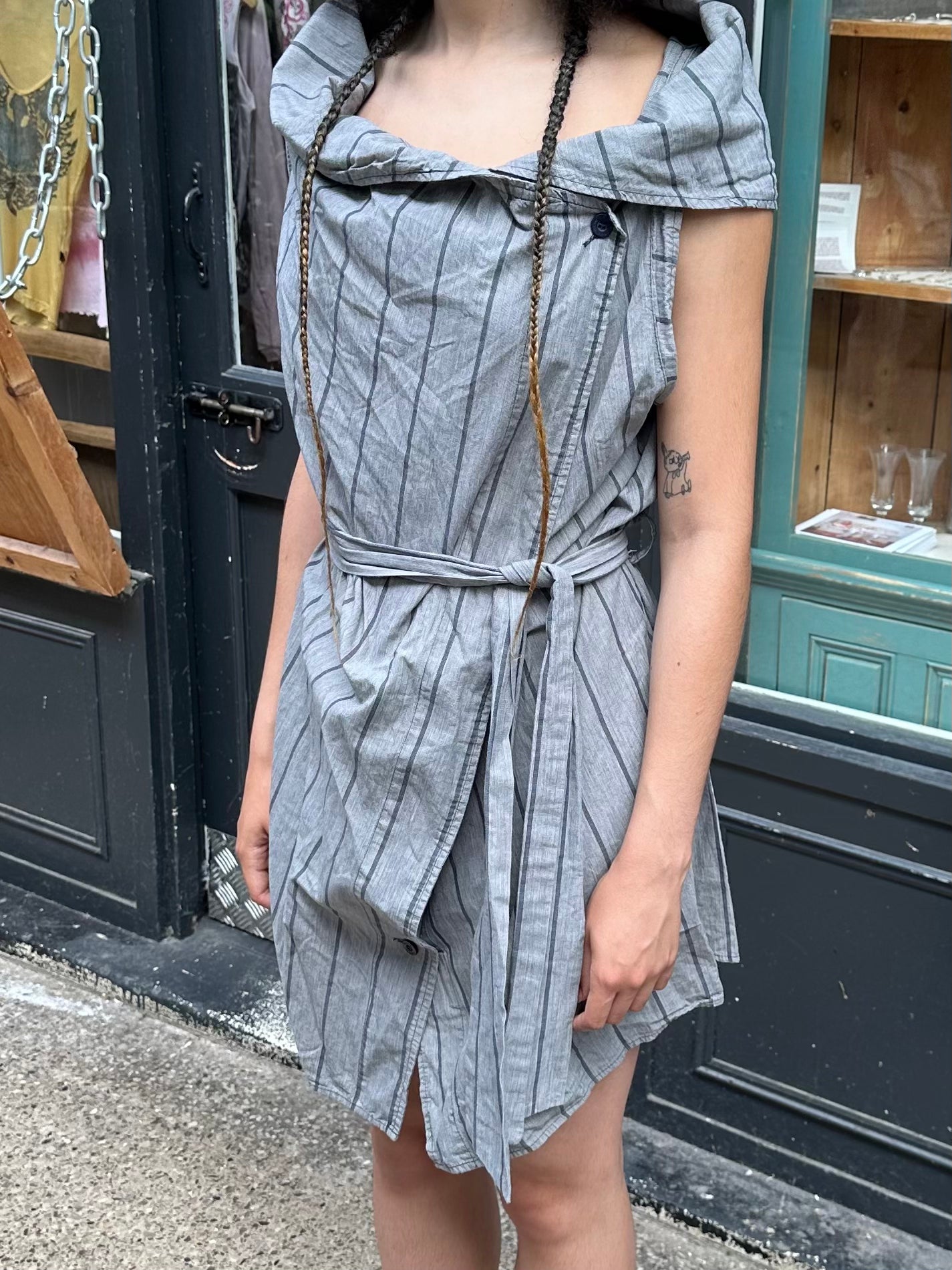 Bench Grey Striped Wrap Dress