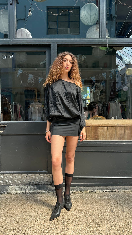 Slouchy dress with satin upper