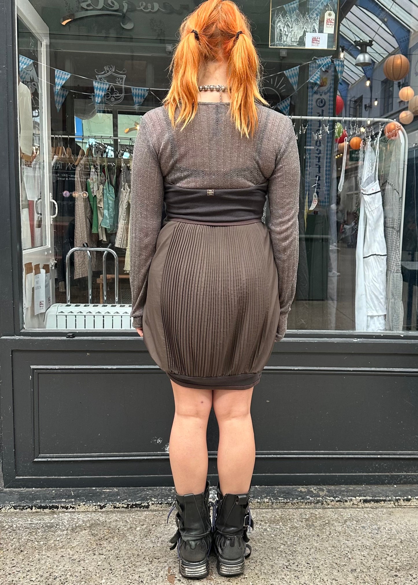 COP.COPINE Brown Dress with Panelling