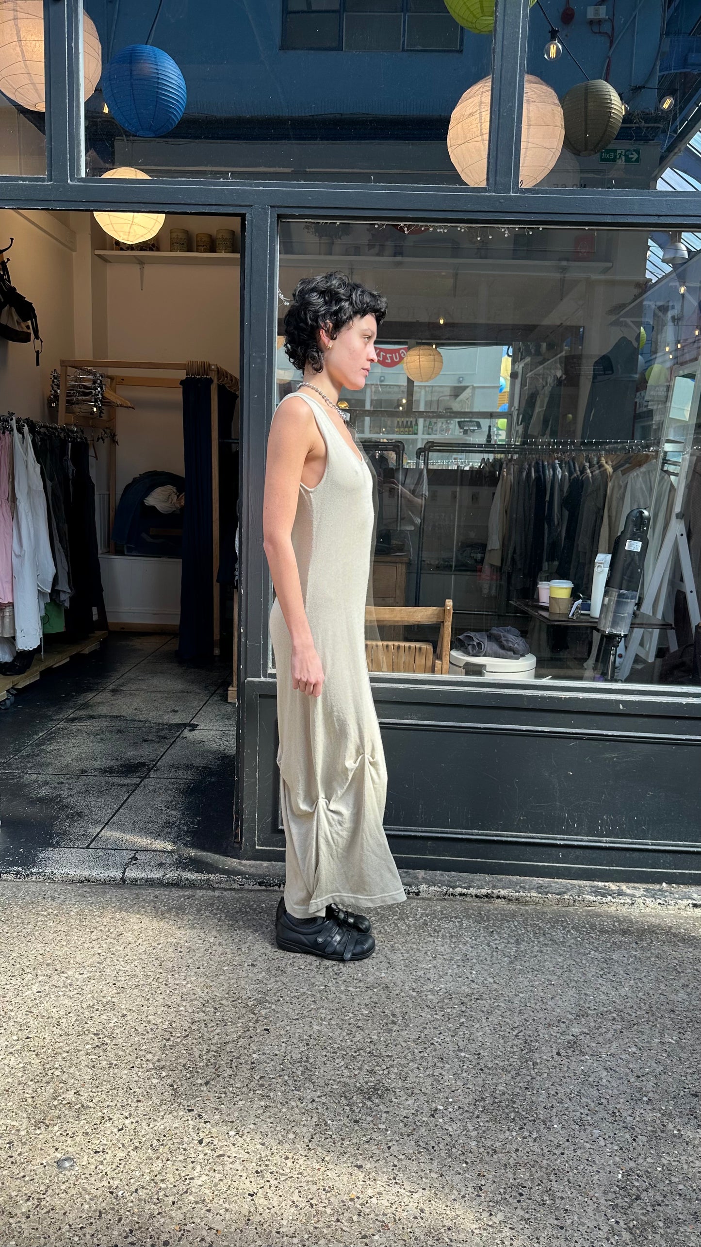 Shift dress with ruching