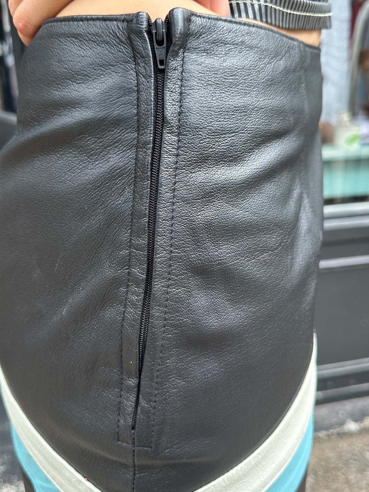 Outer Edge Black Leather Pencil Skirt