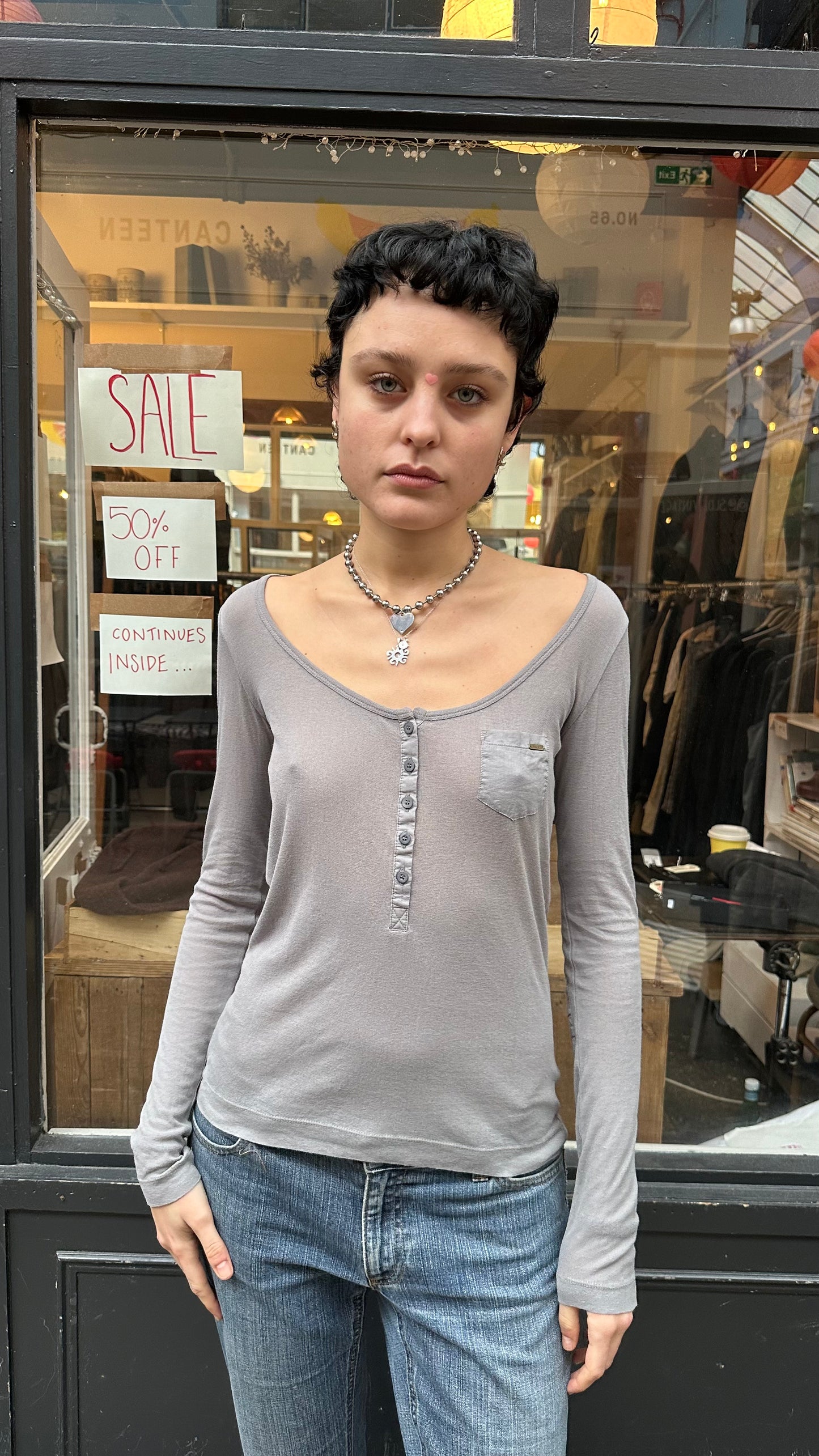 Grey henley top