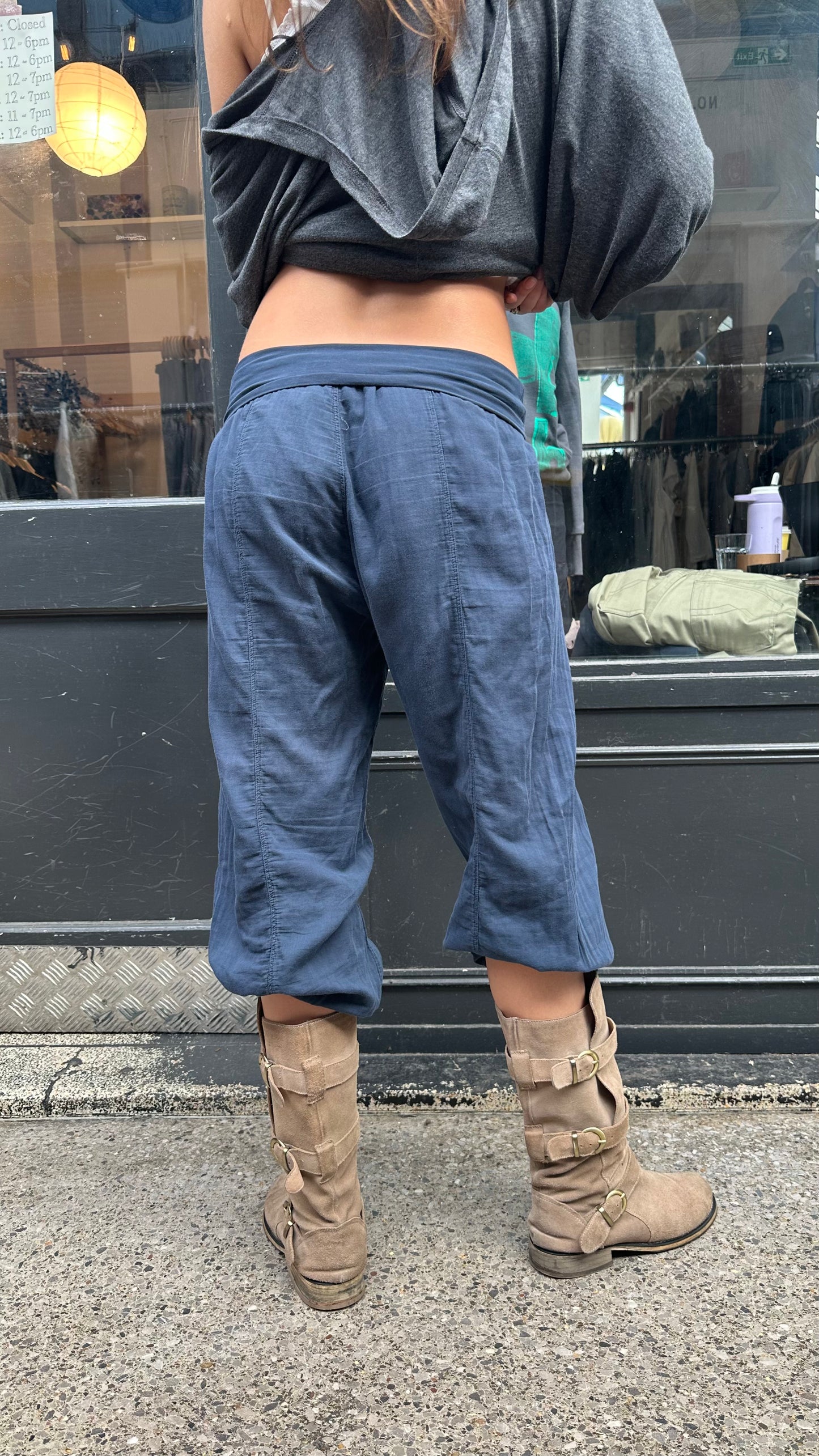 Navy balloon trousers