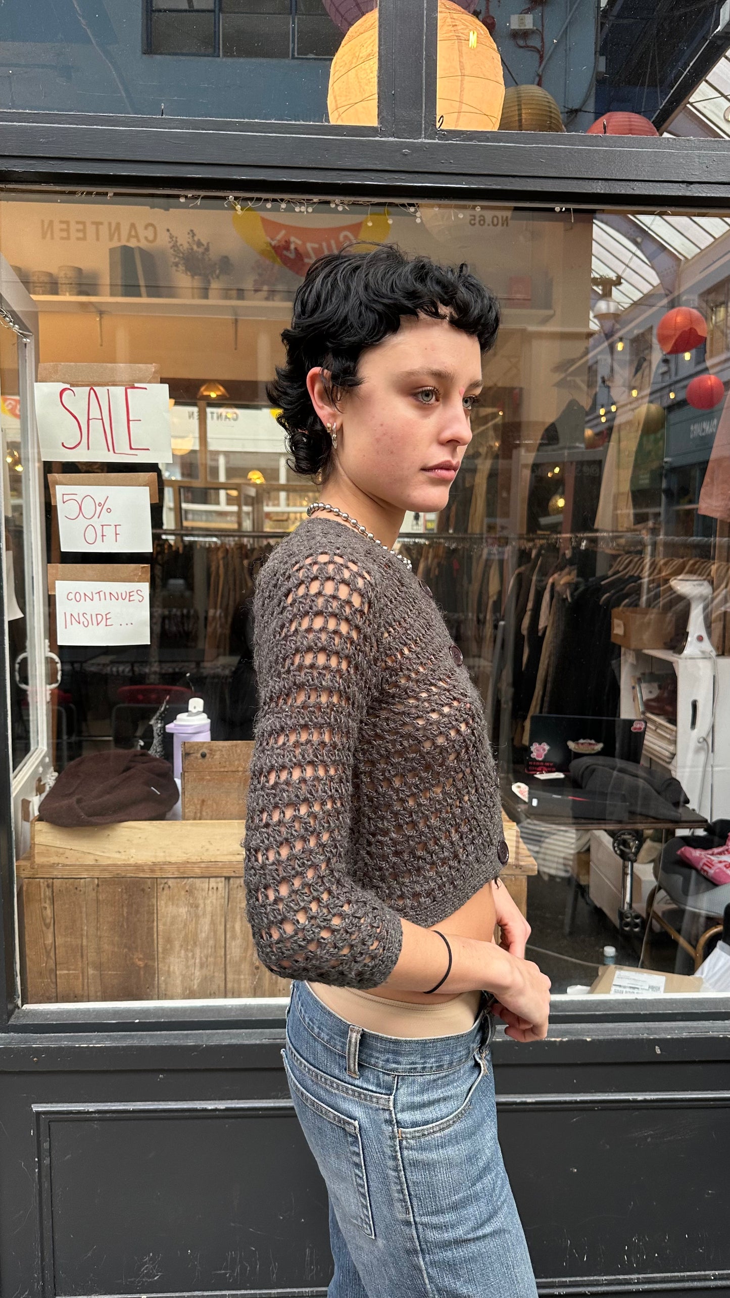 Grey knit cardigan