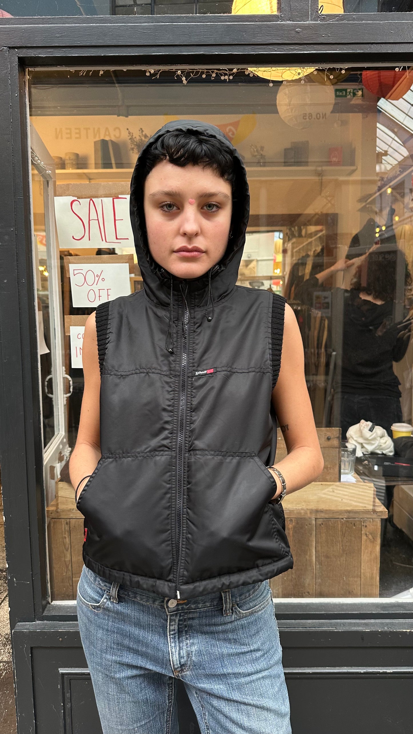 Schott reversible hooded gillet
