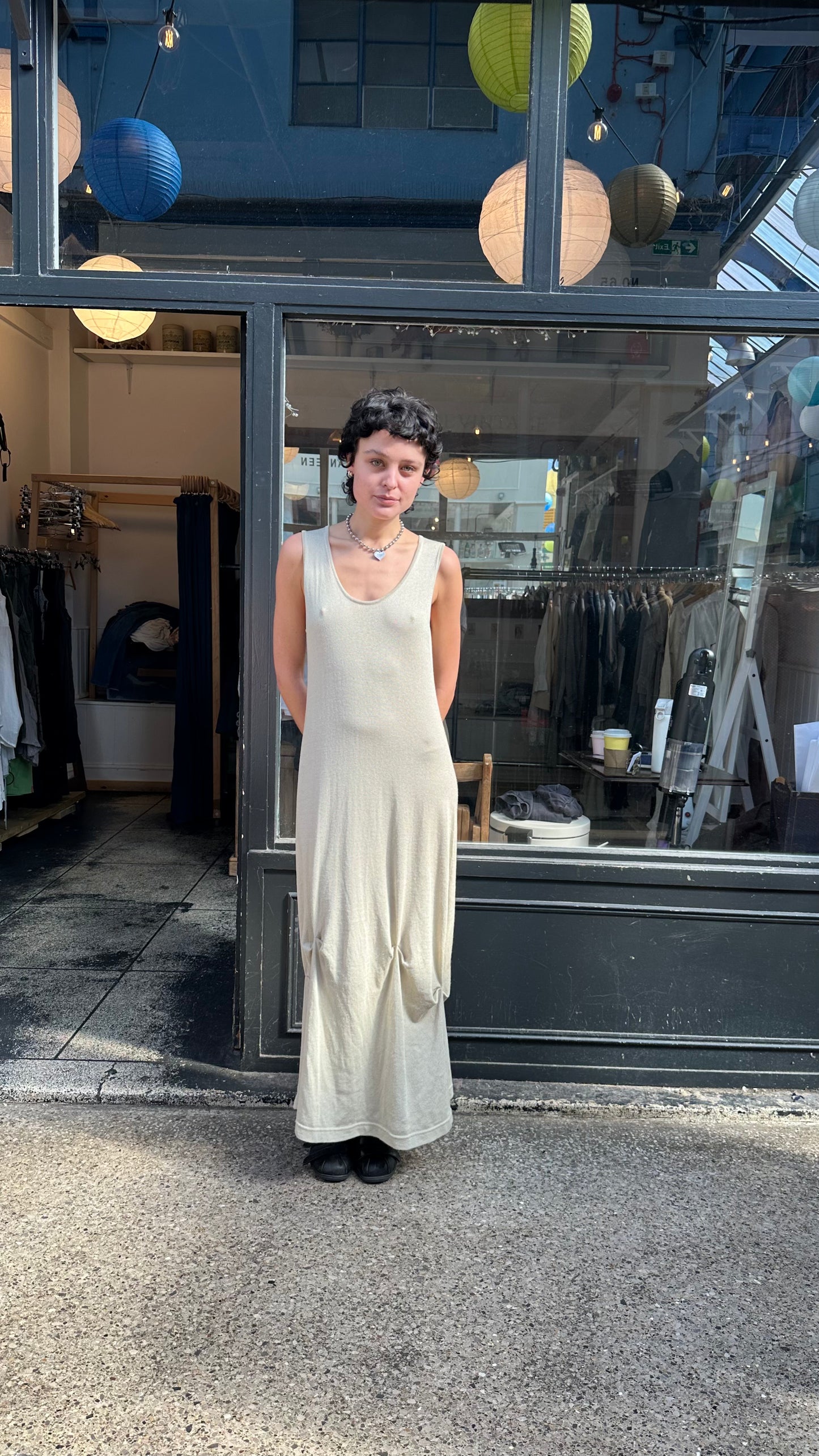 Shift dress with ruching