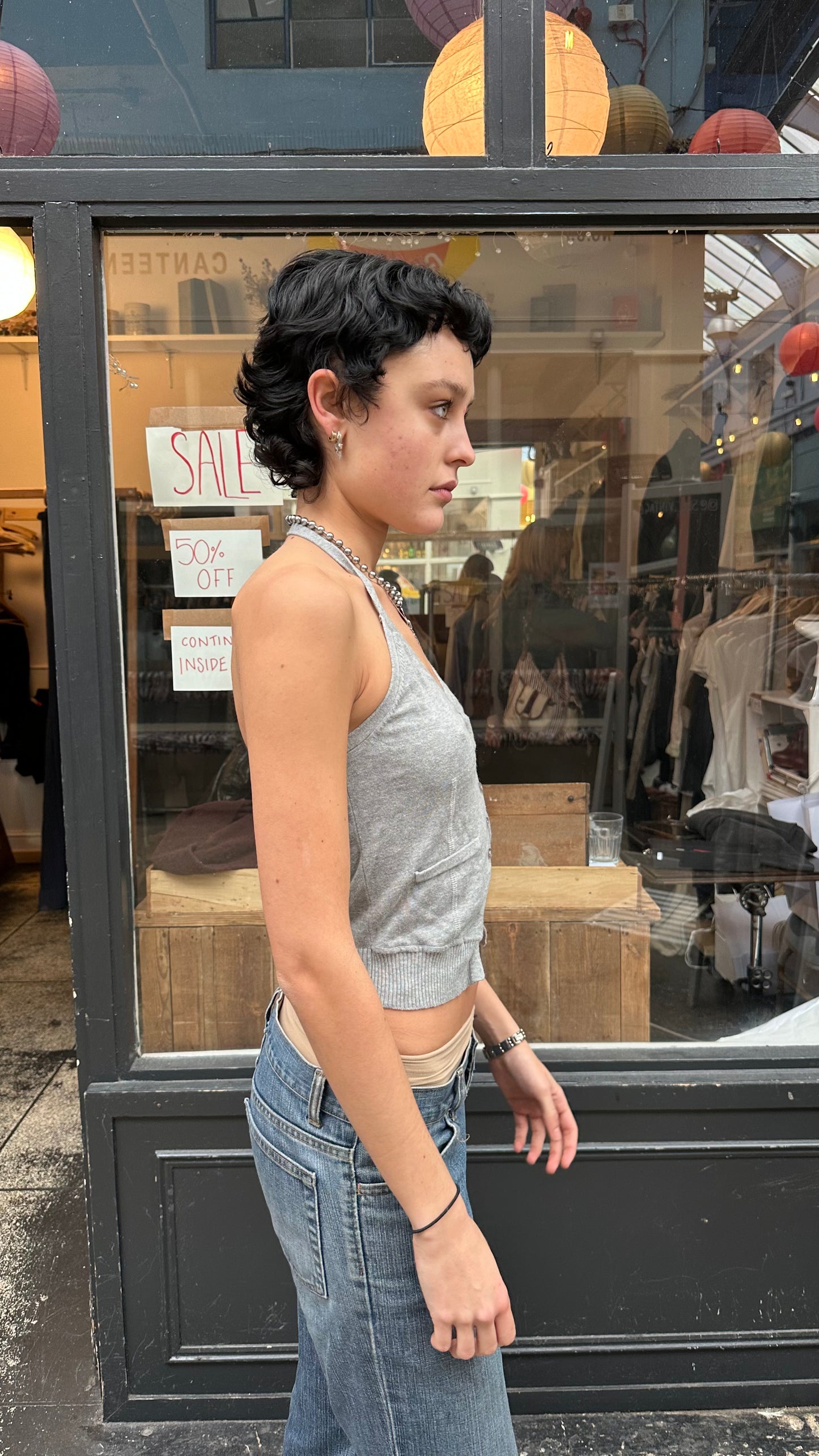 grey halter neck