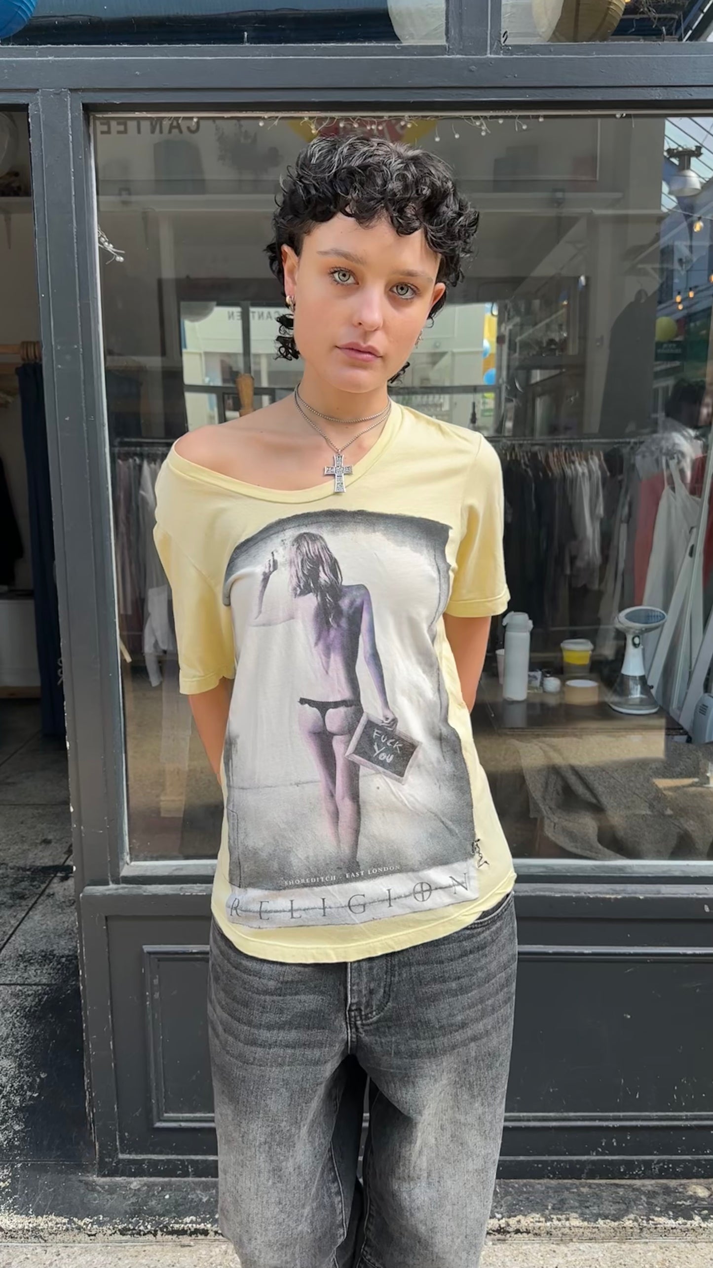 Yellow graphic slouchy Tshirt