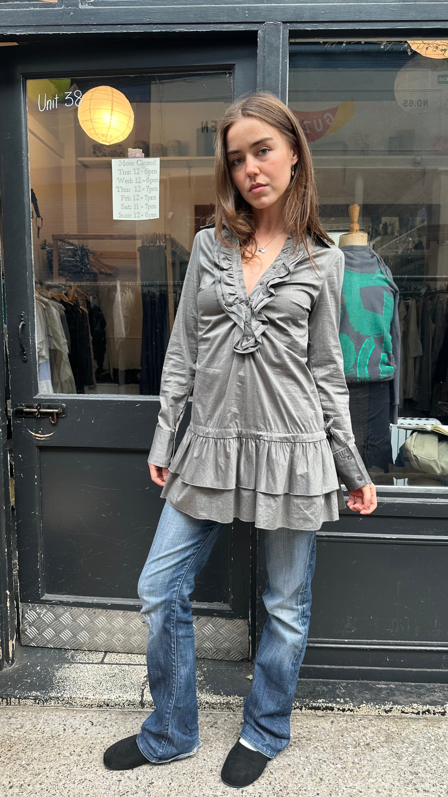 Grey drop waist baby doll dress