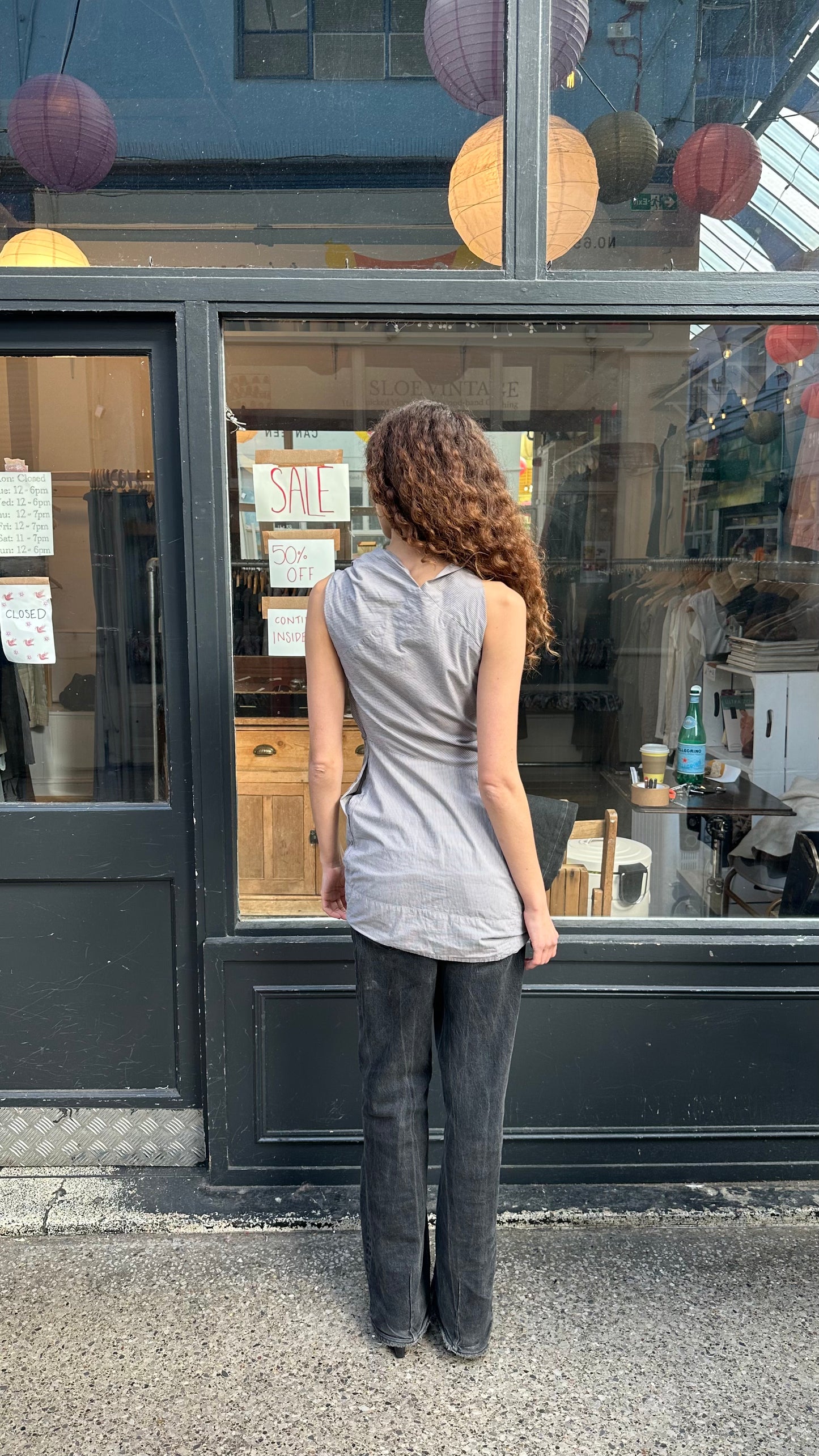 ALL SAINTS pinstripe cotton structured dress