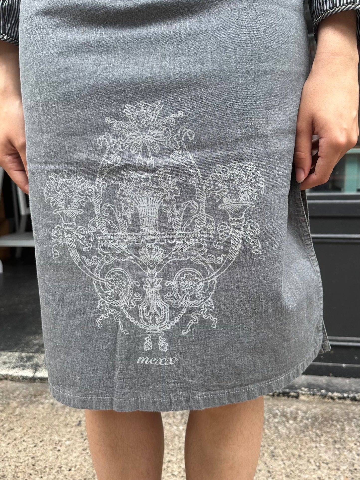 MEXX Grey Pencil Skirt with Chandelier Graphic