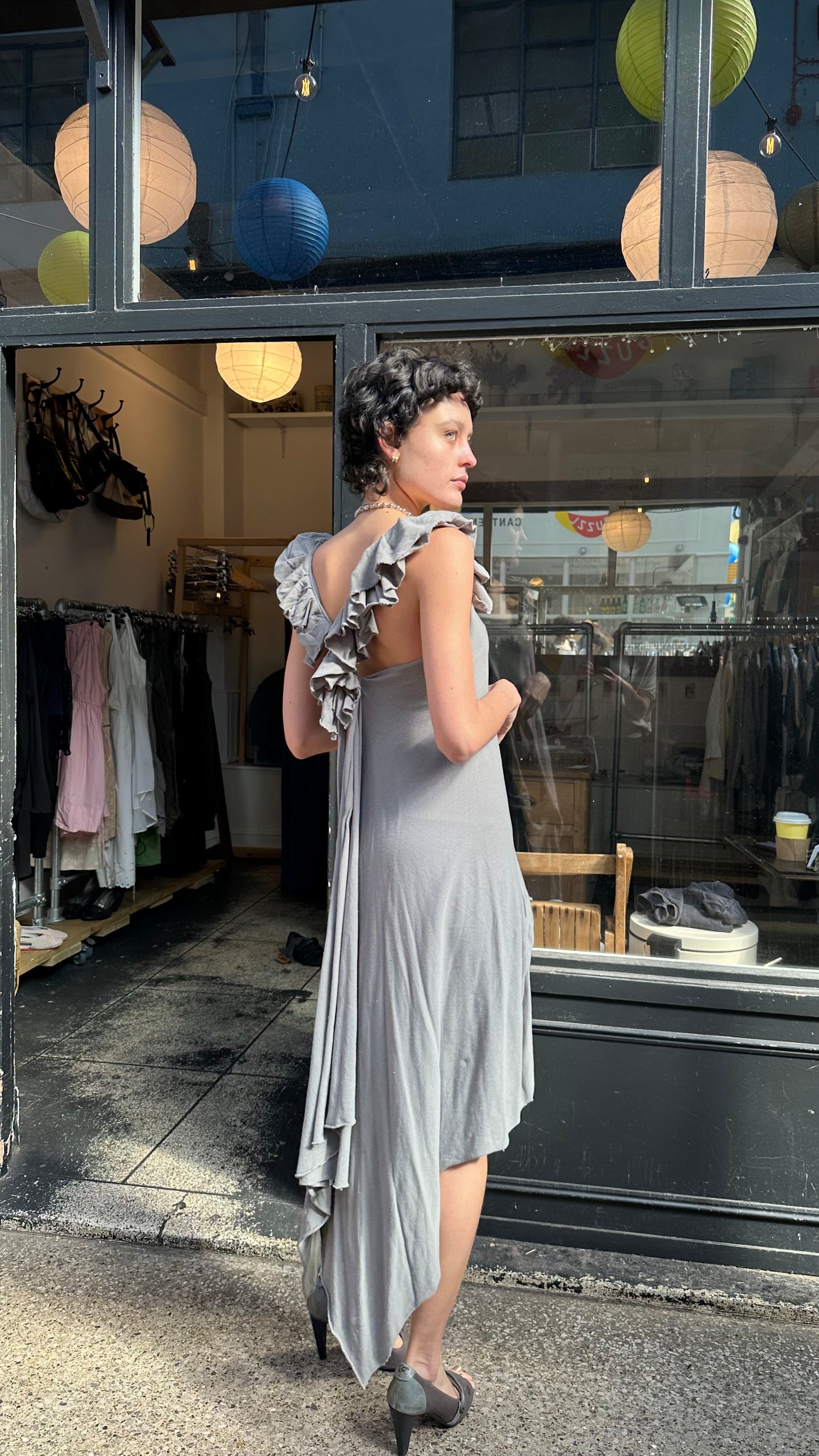 Grey asymmetric dress