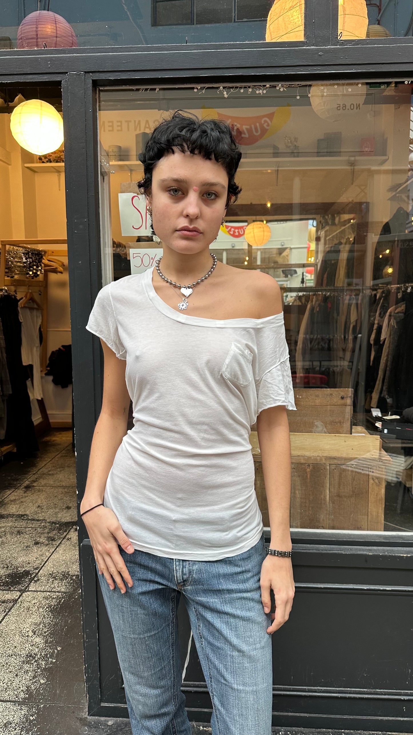 White ruffle back T-shirt