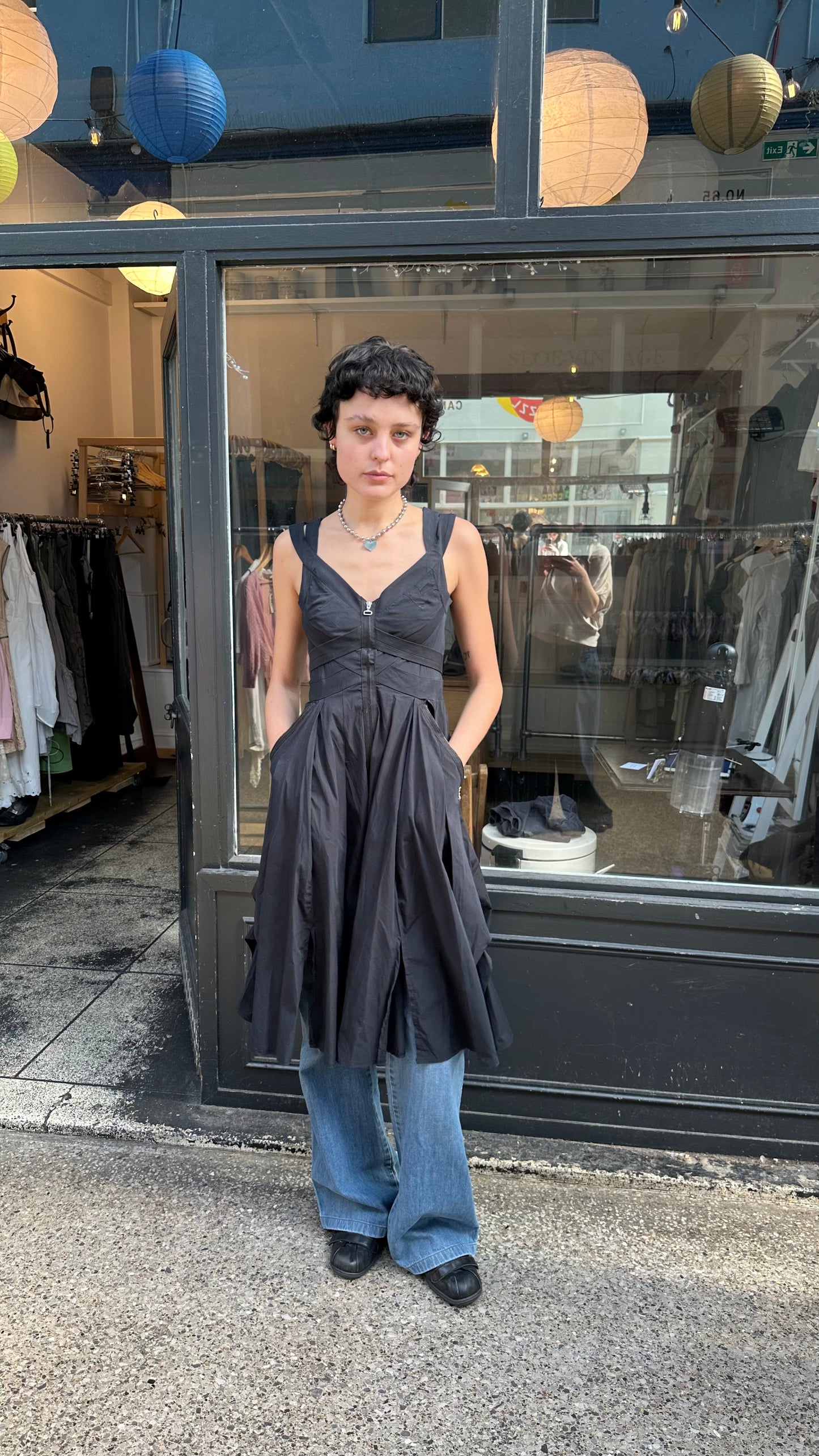 Zip dress with utility pockets