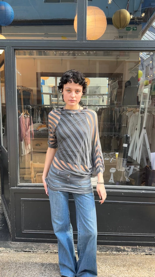 Sheer striped slouchy top
