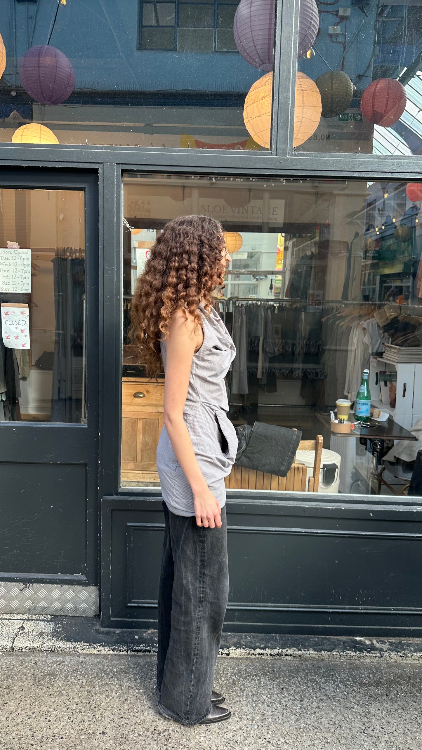 ALL SAINTS pinstripe cotton structured dress