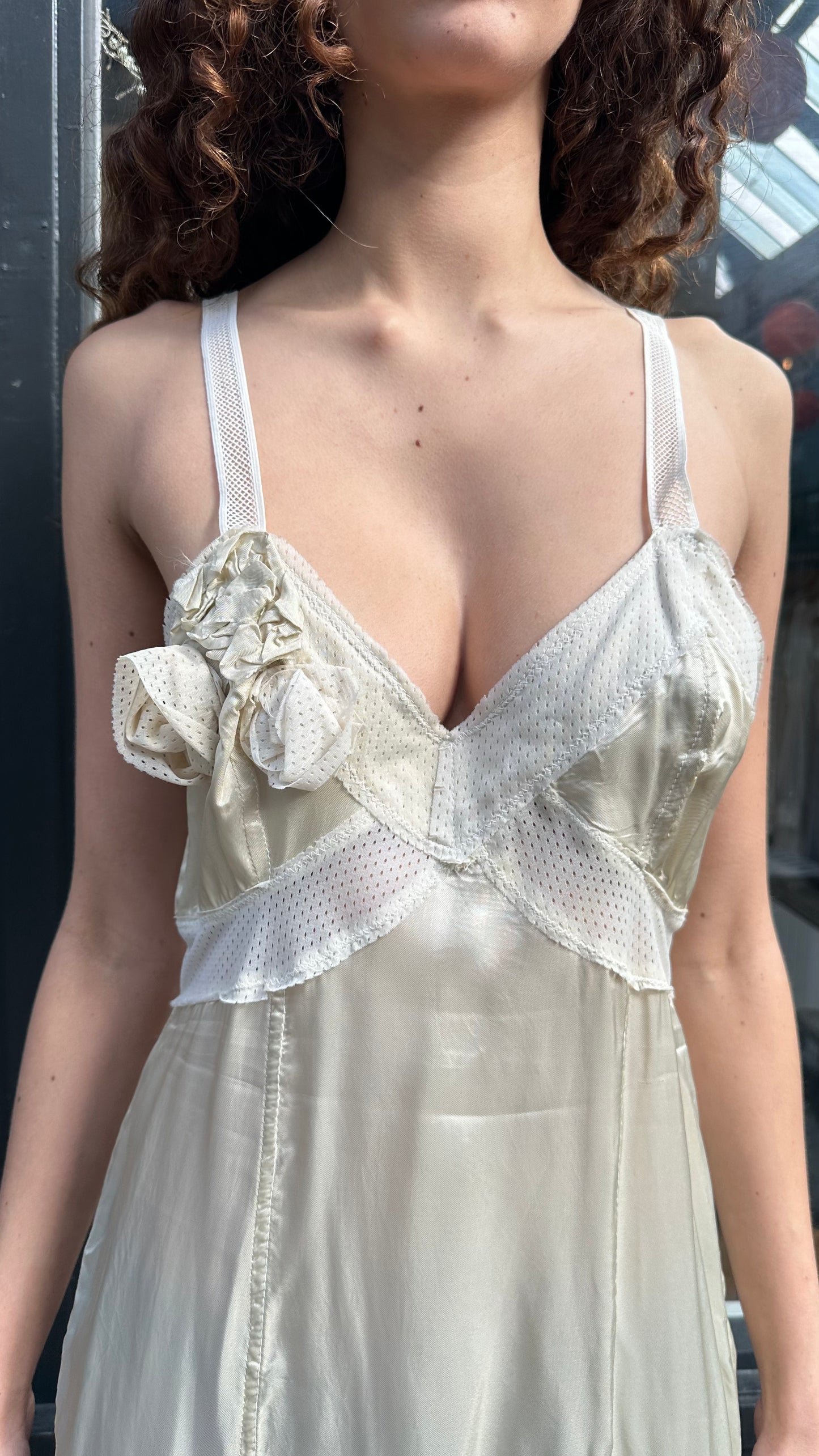 Satin dress with netting