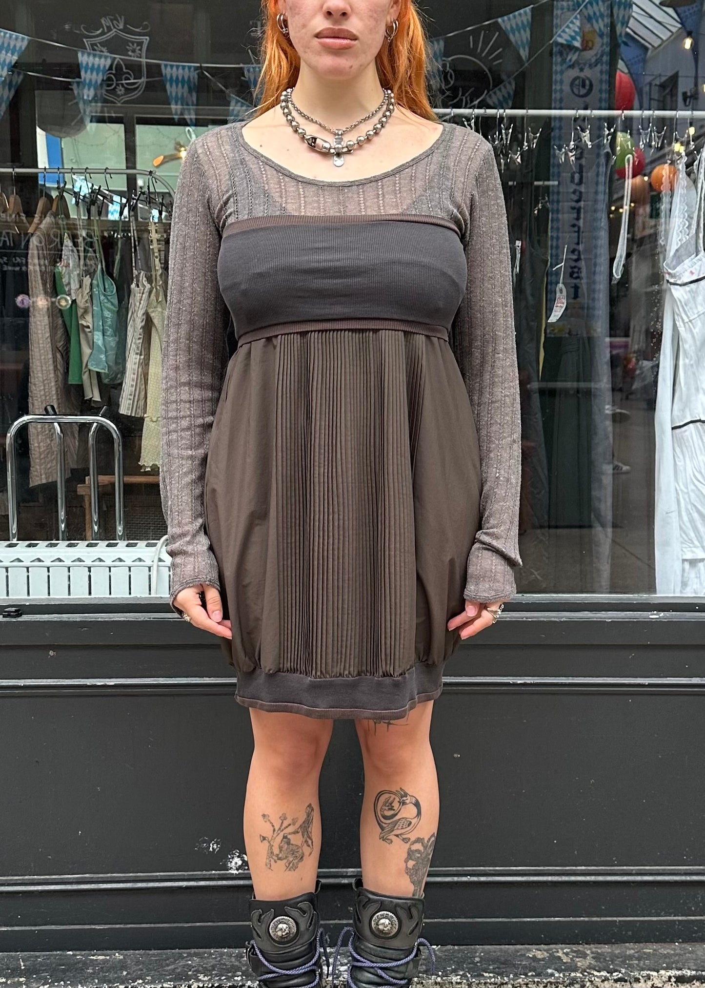 COP.COPINE Brown Dress with Panelling