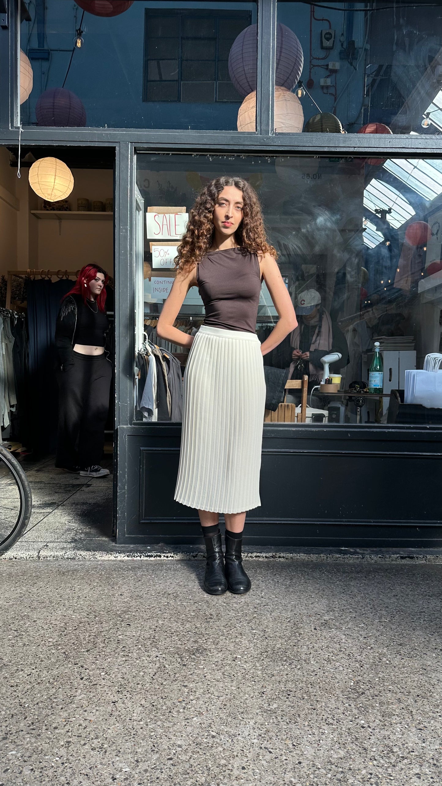 Pleated midi skirt