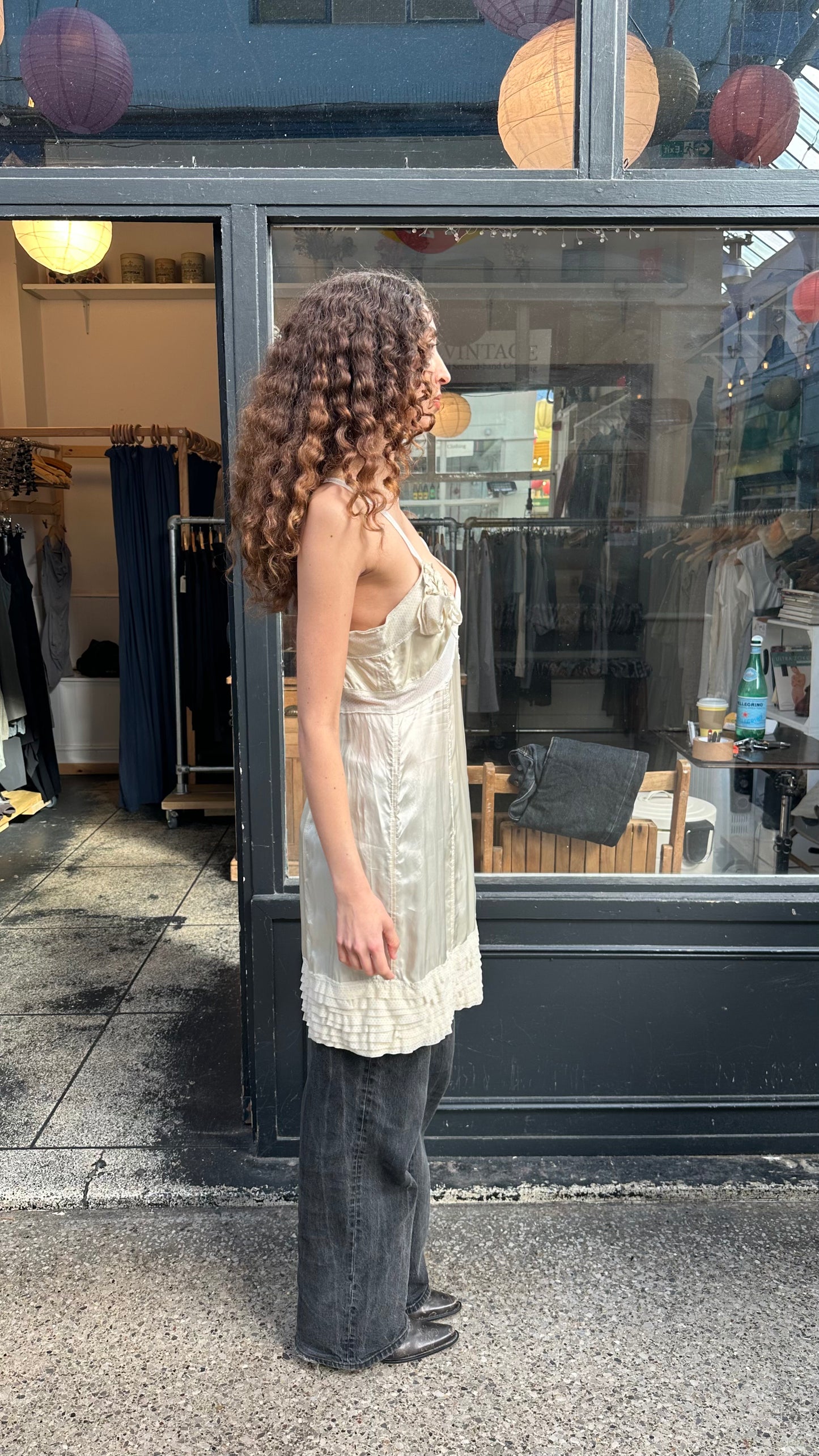 Satin dress with netting