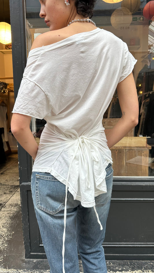 White ruffle back T-shirt
