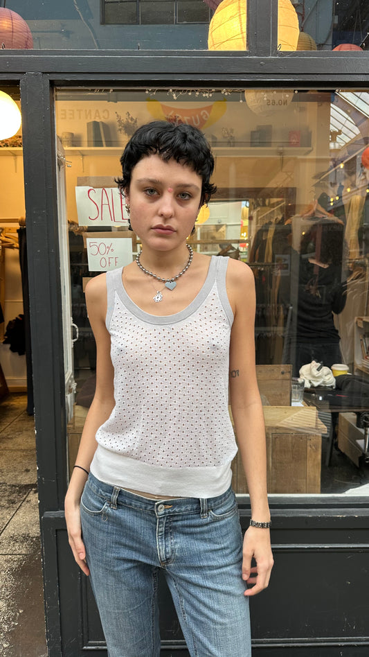 all saints white knit vest top labelled medium