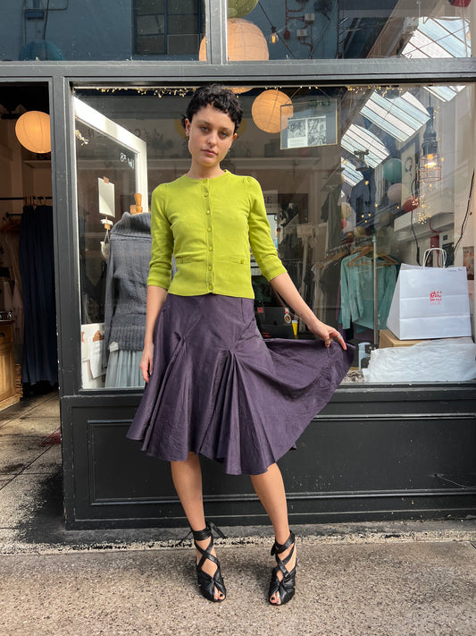 deep purple midi skirt