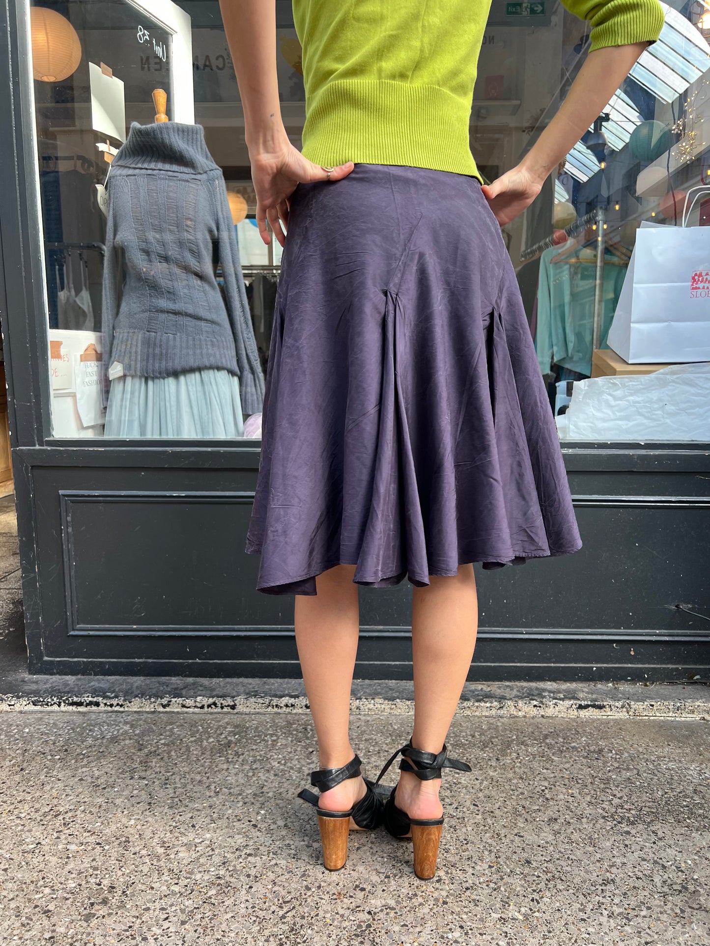 deep purple midi skirt