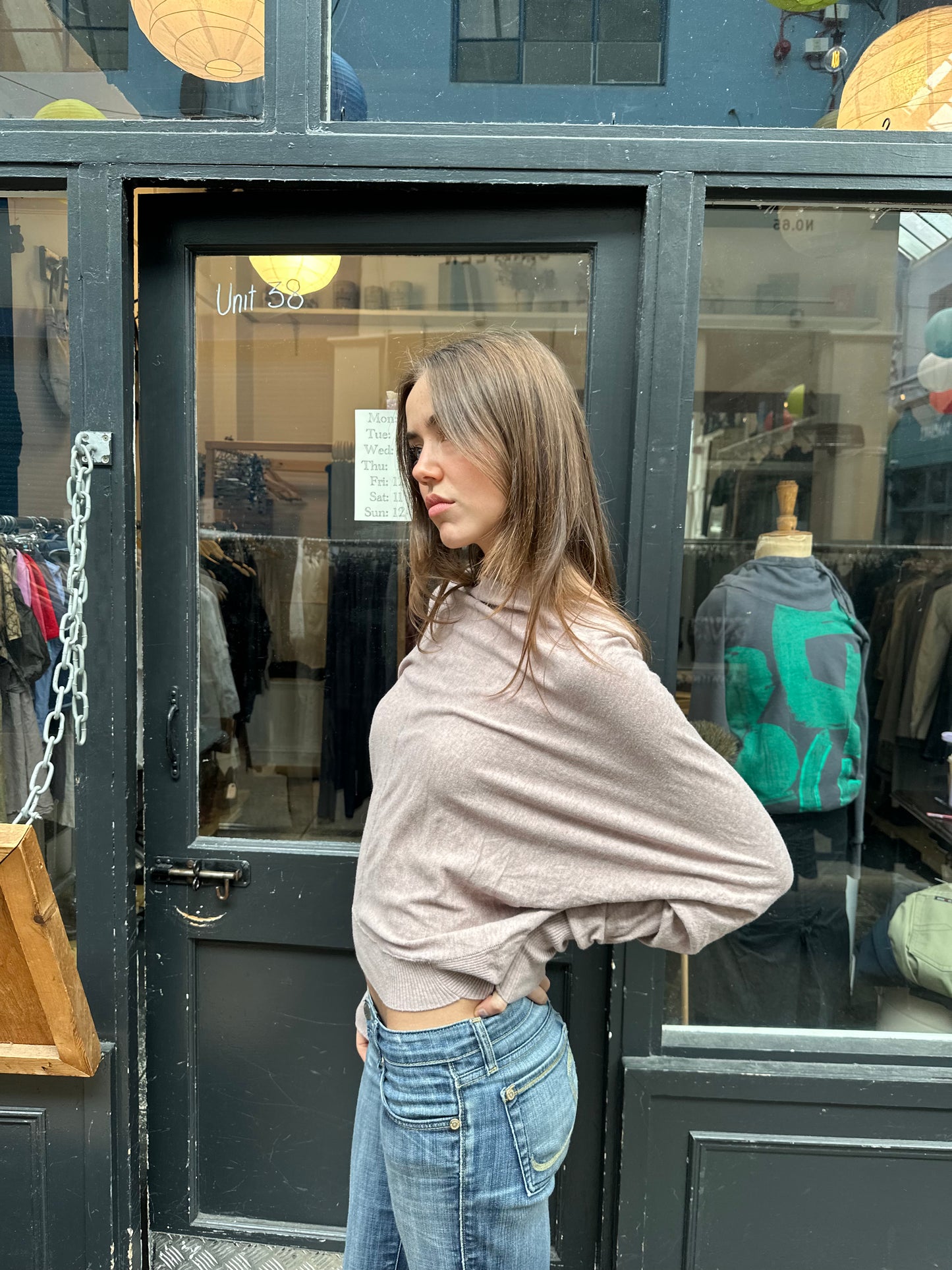 ALL SAINTS dusty pink slouchy button jumper