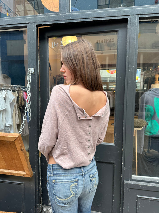 ALL SAINTS dusty pink slouchy button jumper