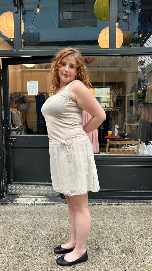Baby pink drop waist dress