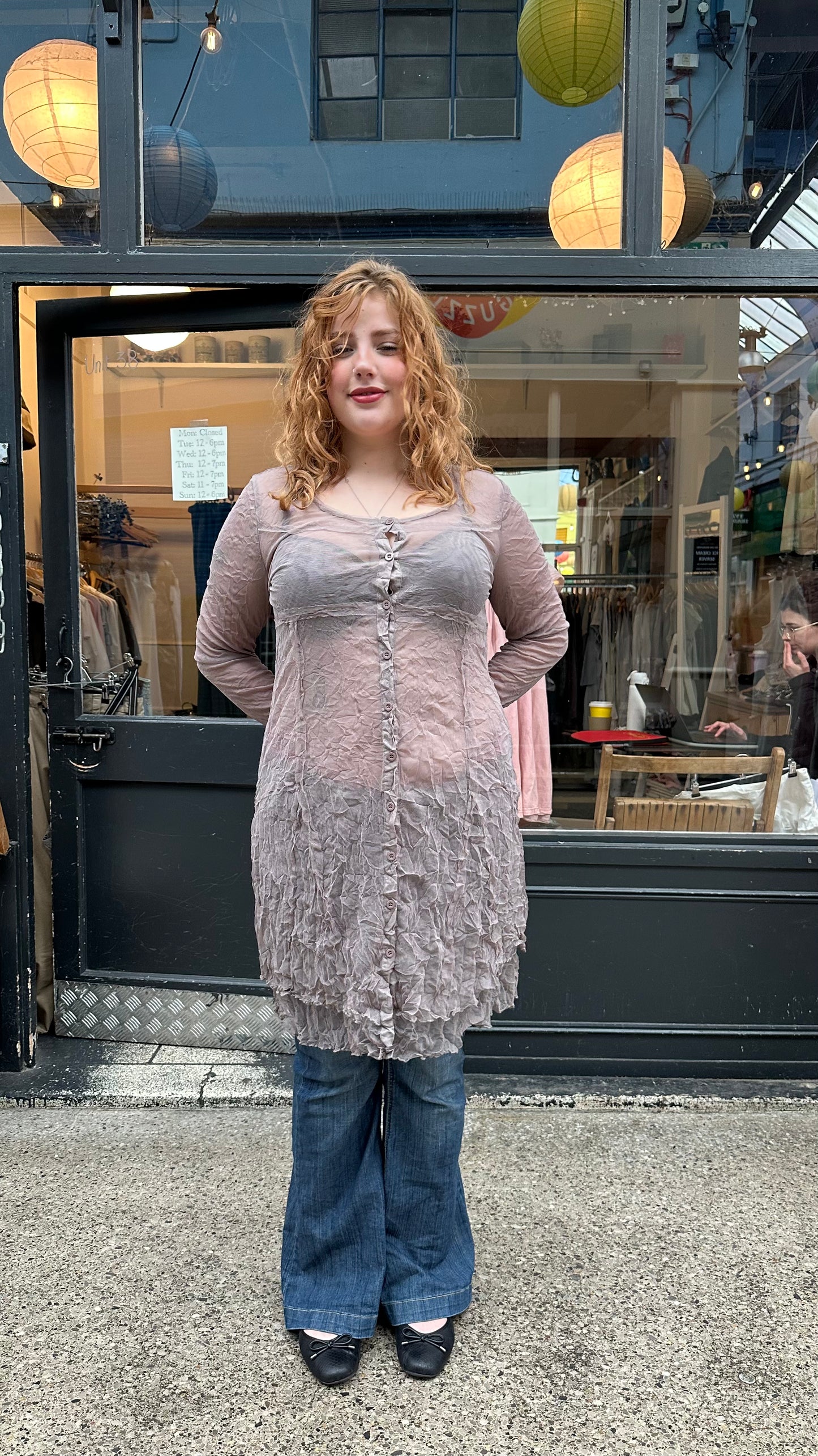 Grey mesh tulle dress