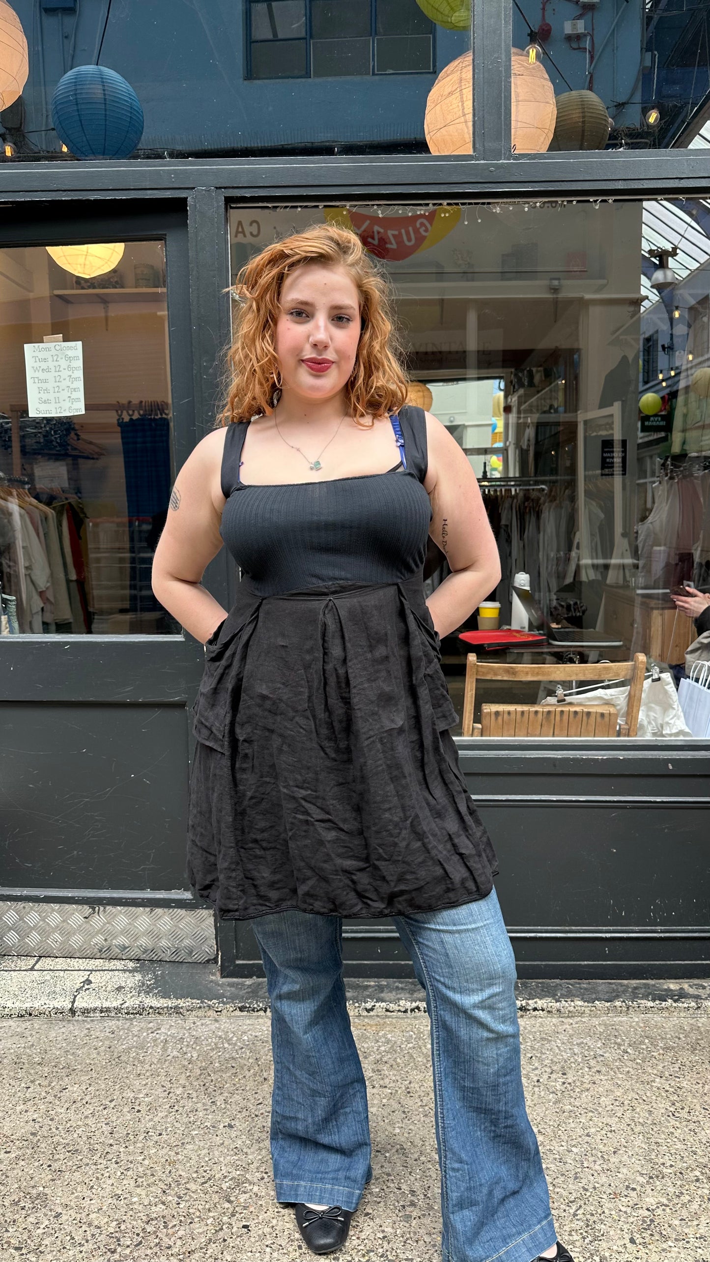 Black cotton mini dress
